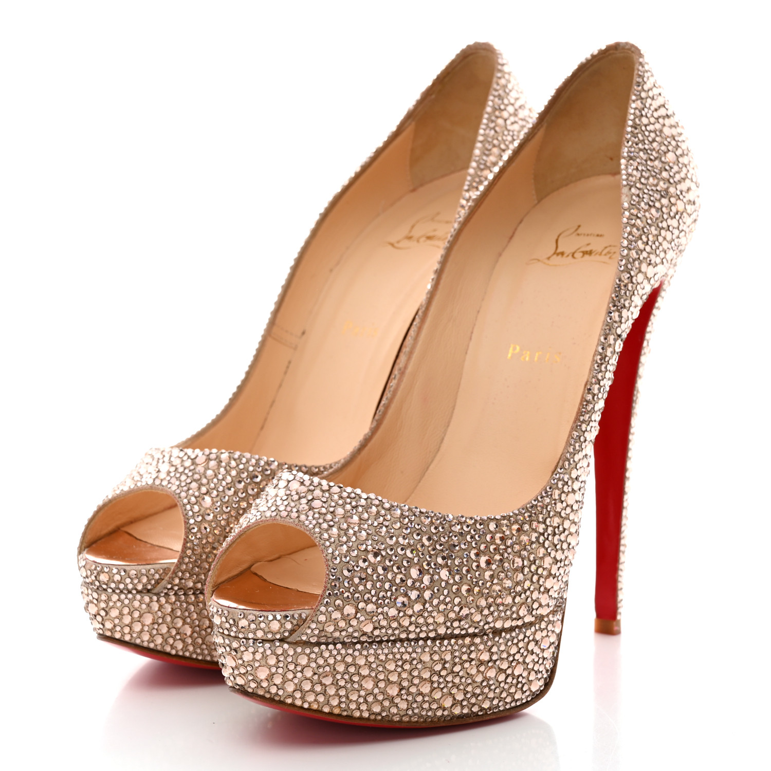 ルブタン　レディーピープ CHRISTIAN LOUBOUTIN Specchio Strass Crystal Lady Peep 150