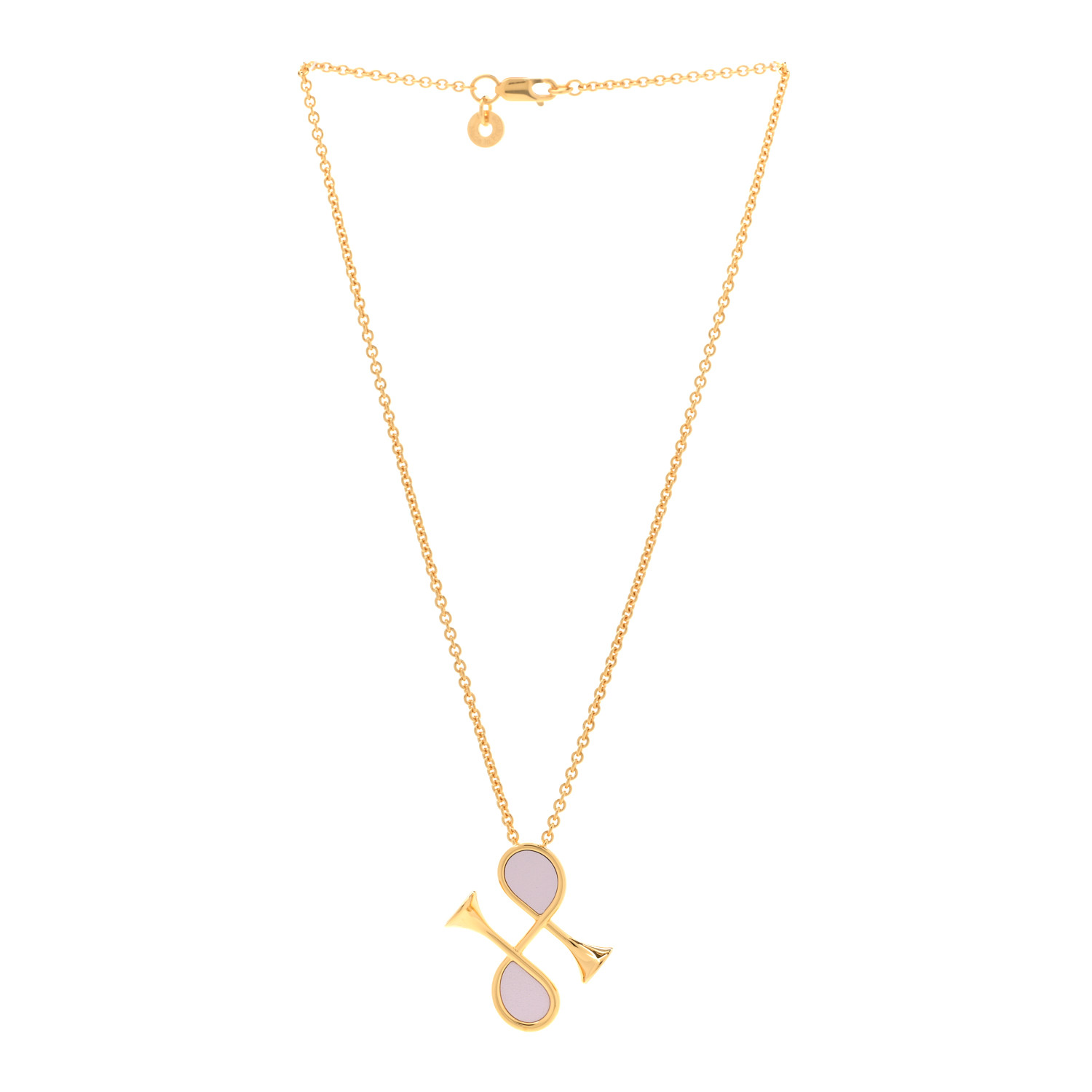 HERMES Swift Cor H Pendant Necklace Mauve 1392231 | FASHIONPHILE