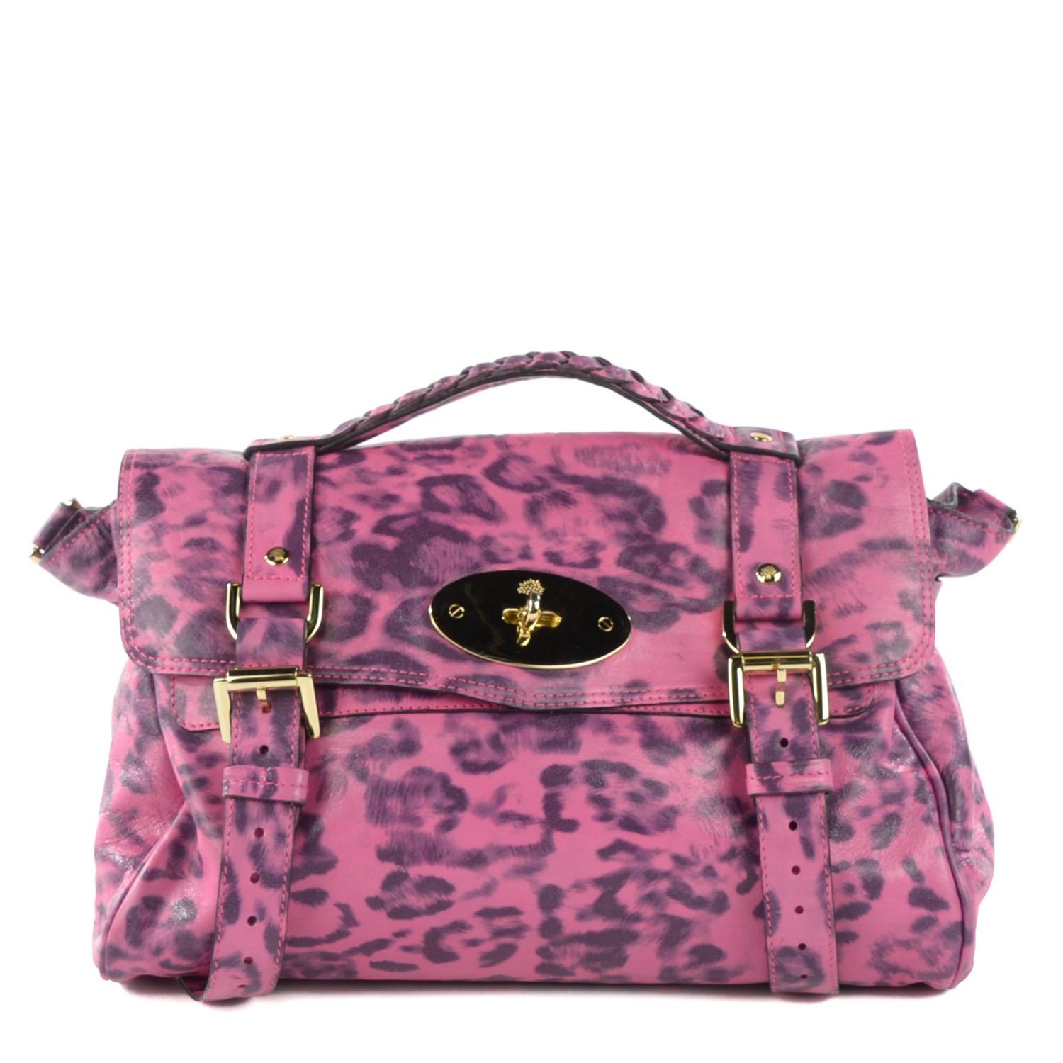 Mulberry Leopard Print Crinkled Leather Alexa Clutch Bag