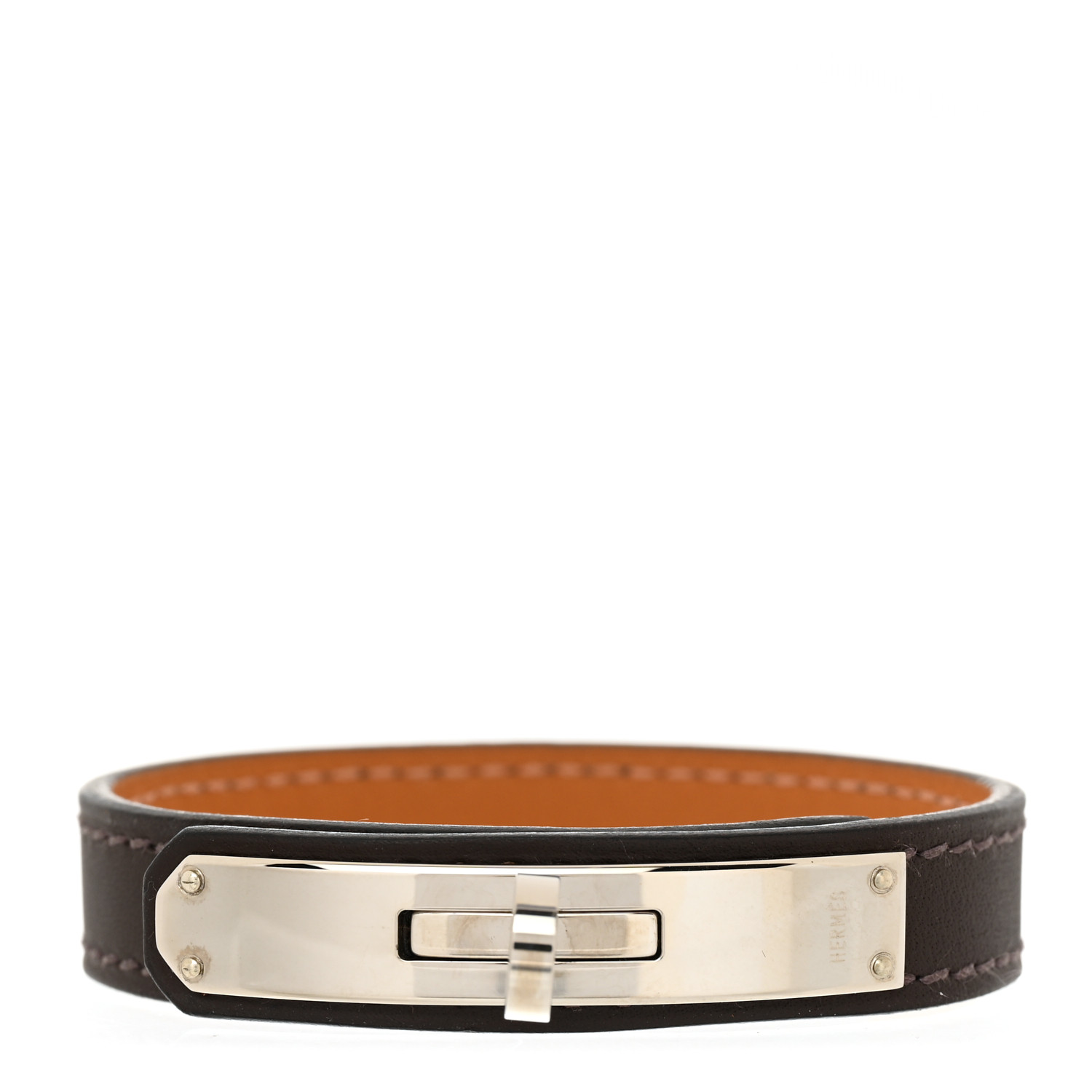 送料込み【HERMES】エルメス BLACK CHAMONIX KELLY BRACELET Hermès Black Kelly Double Tour Bracelet - Size M ○ Labellov
