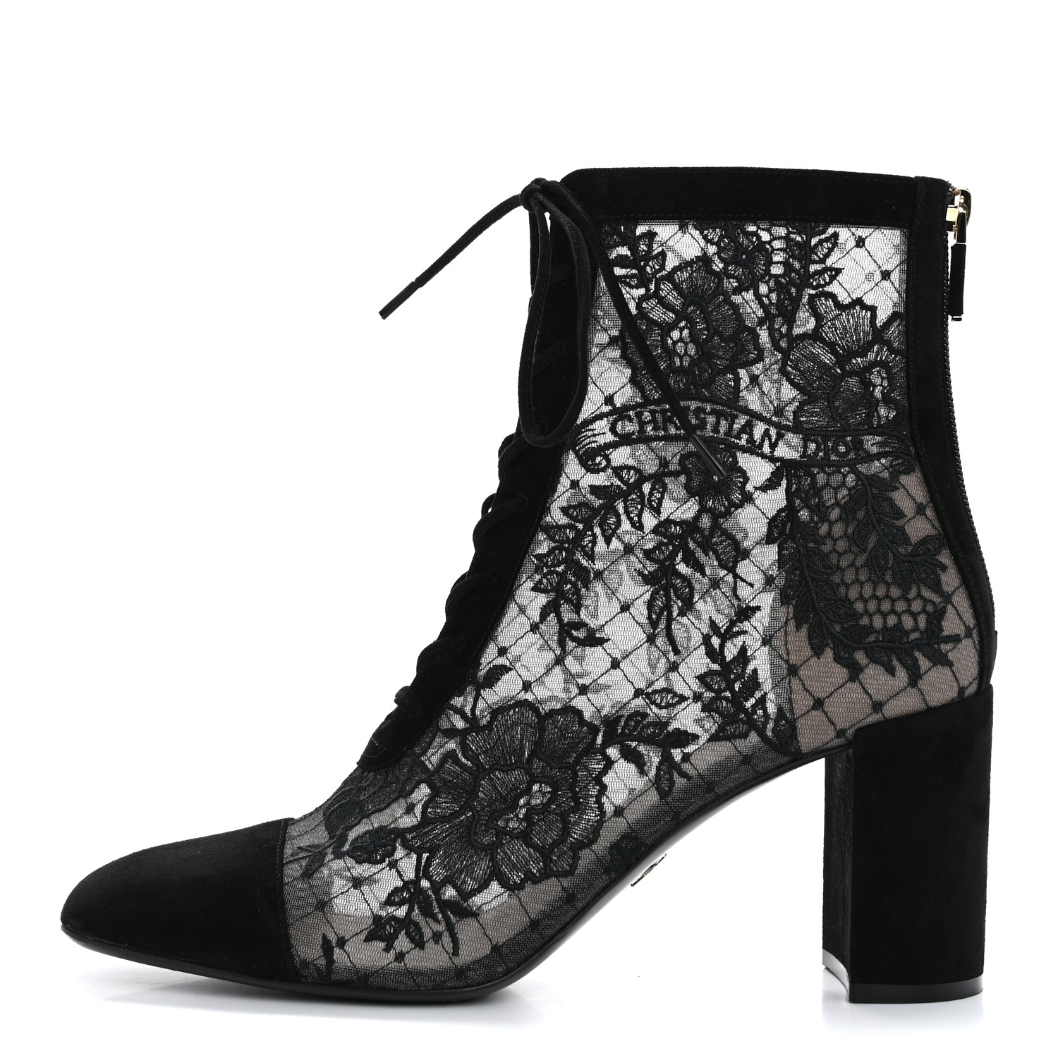 ショートブーツ・ブーティ Naughtily-D Dior Roses Embroidery Mesh & Suede Short Boots Naughtily-D Dior Roses Embroidery Mesh & Suede Short Boots
