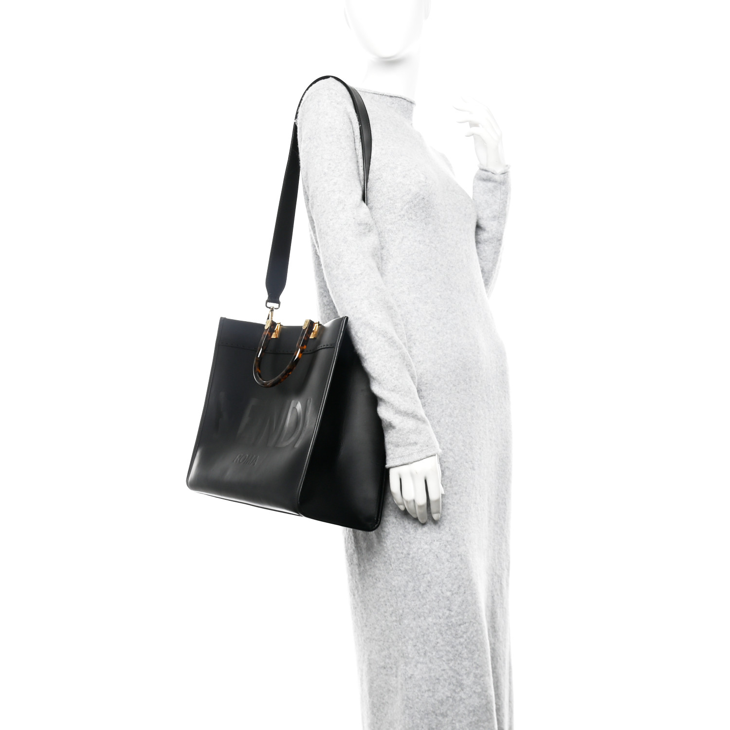 FENDI Vitello King Plexiglass Medium Fendi Sunshine Shopper