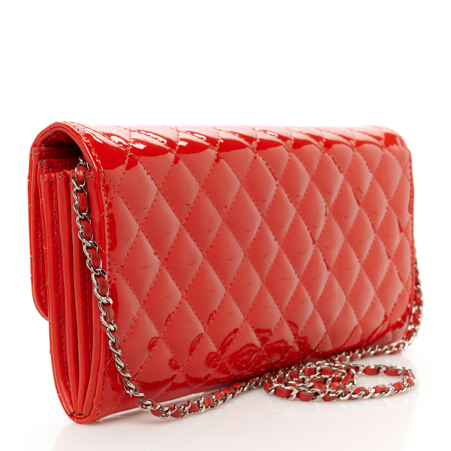 シャネル　12400→ CHANEL Patent Calfskin Quilted Brilliant East West Flap
