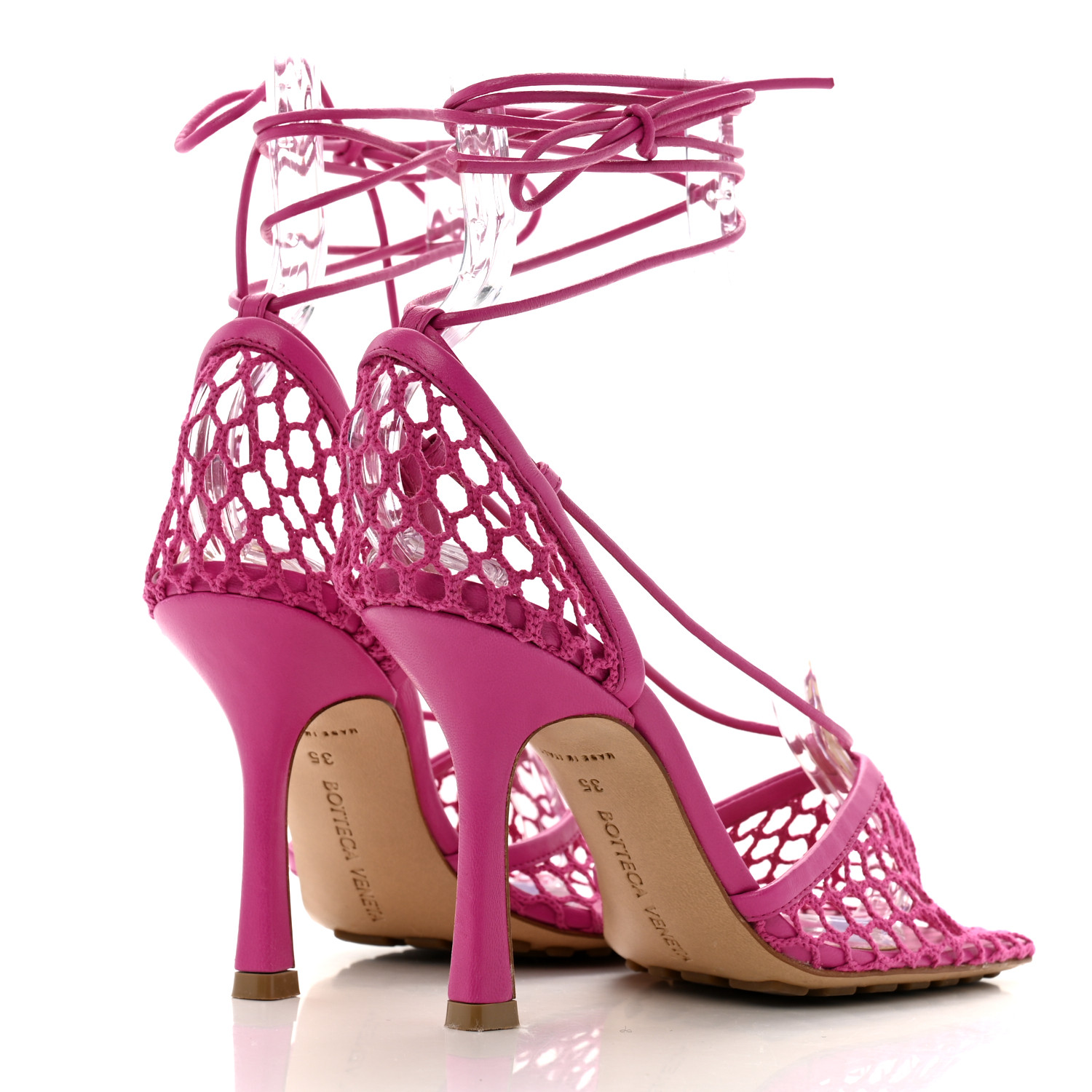 BOTTEGA VENETA Mesh Nappa Stretch Ankle Tie 90mm Sandals 35