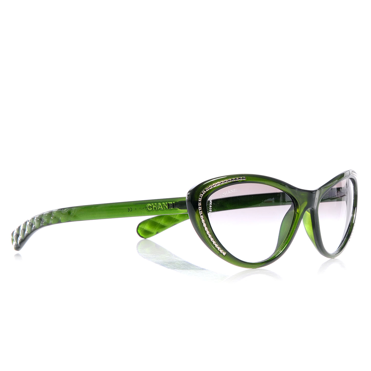 シャネルサングラス6039 Chanel Black Frame Gradient Tint Cat-Eye Chain Sunglasses