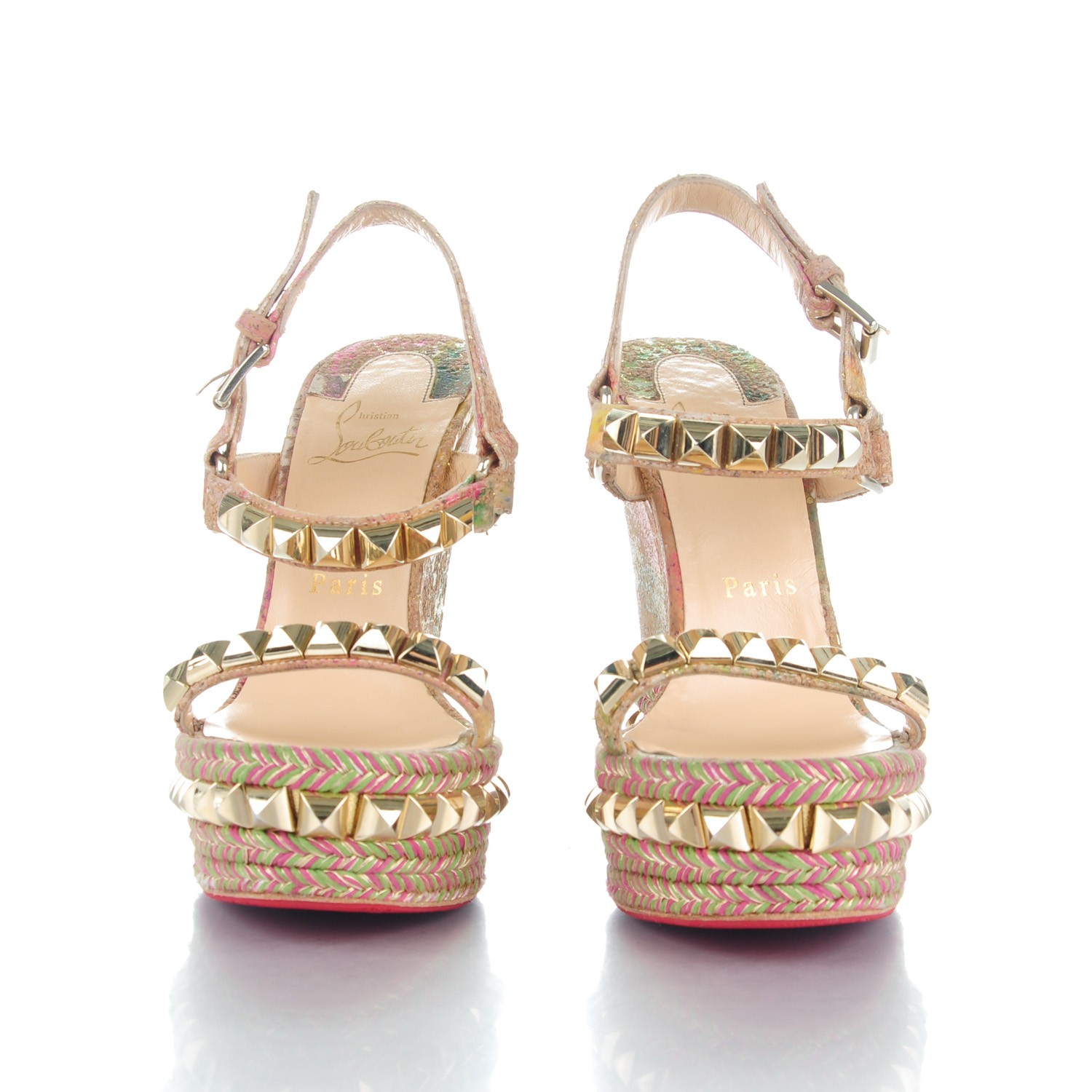 Christian Louboutin Cataclou 140 Cork Blooming Multicolor Wedges