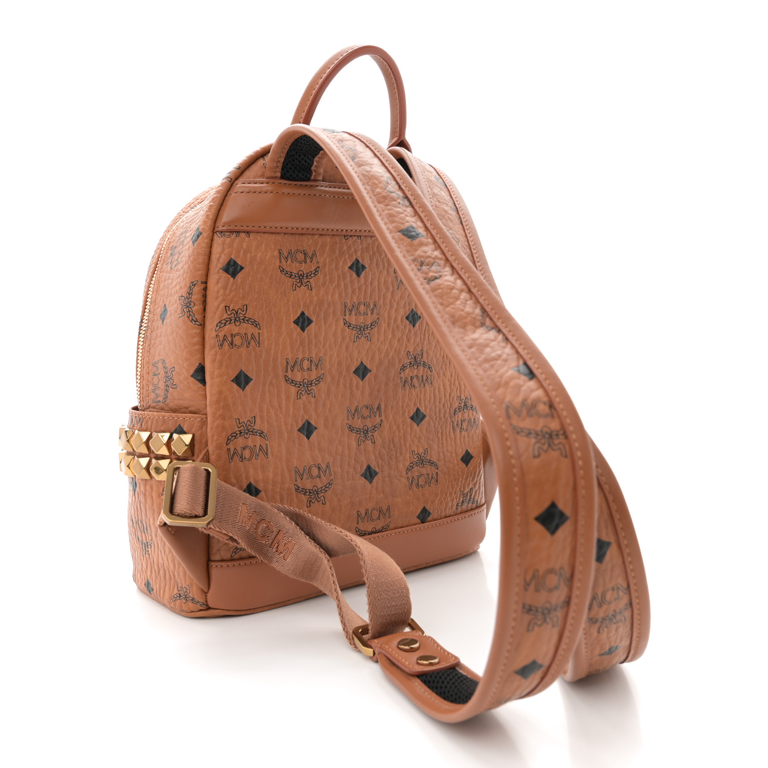 MCM Visetos Side Stud Mini Stark Backpack Cognac 2