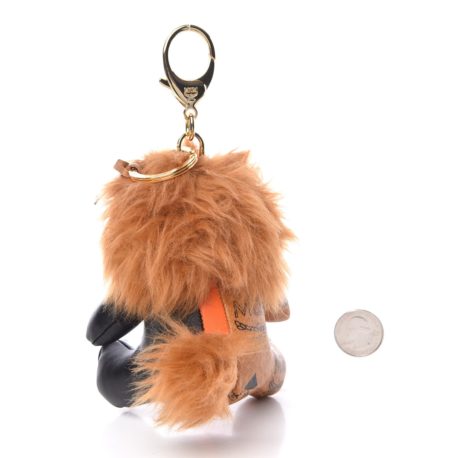 MCM Visetos Lion Key Ring Bag Charm Cognac 357780 | FASHIONPHILE