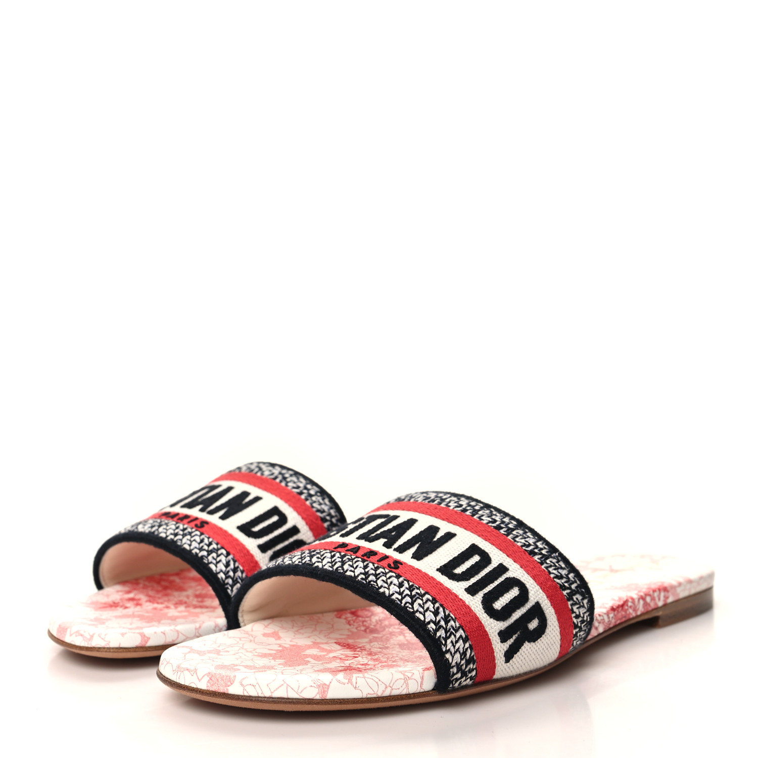 CHRISTIAN DIOR Canvas Embroidered Dioramour Dway Mules Slide