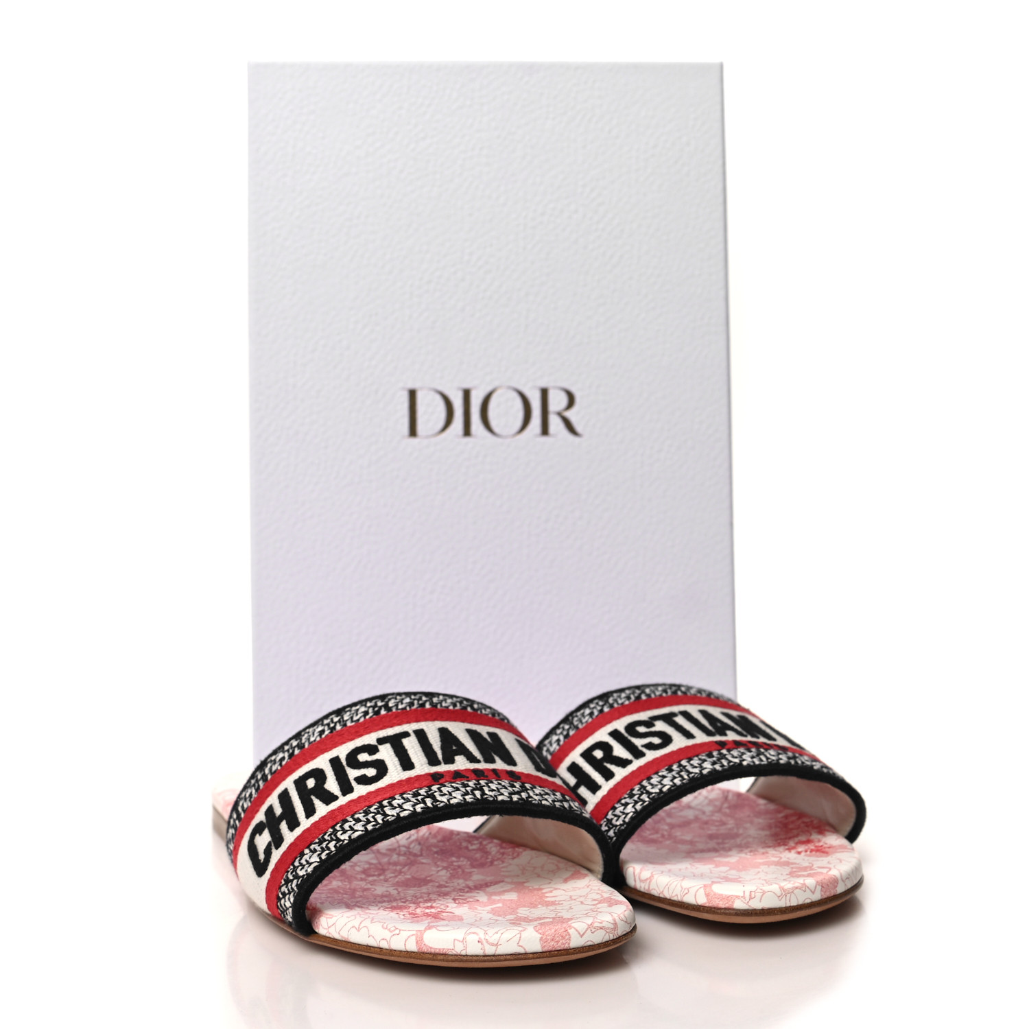 クリスチャンディオール　ミュール　レッドサイズ36 CHRISTIAN DIOR Canvas Embroidered Dioramour Dway Mules Slide