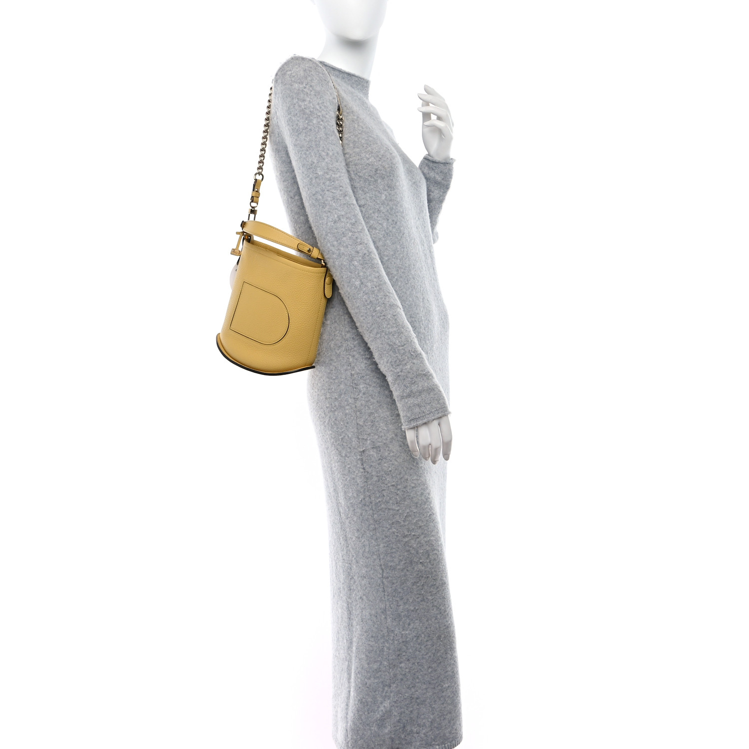 人気【DELVAUX】Pin Mini Bucket Surpique in Taurillon Soft Pin shoulder bag