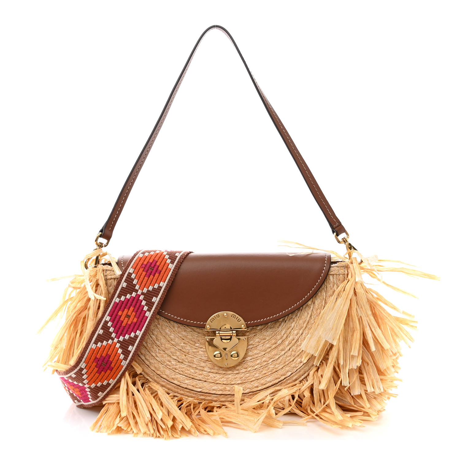 ショルダーバッグ・ポシェット MIUMIU BROWN RAFFIA SHOULDER BAG Miu Miu Brown Raffia Shoulder Bag | italist