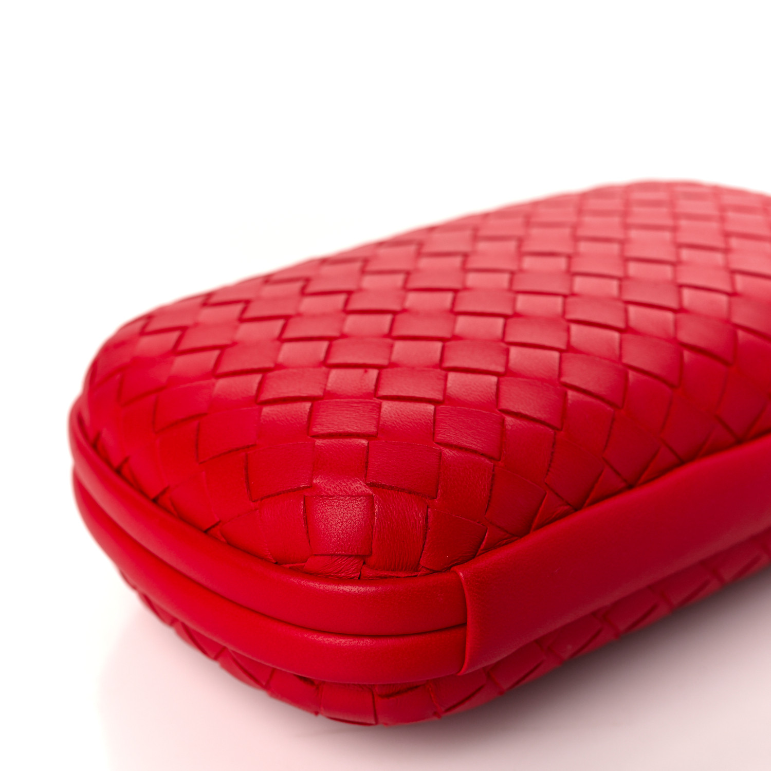BOTTEGA VENETA Nappa Intrecciato Chain Knot Clutch China Red