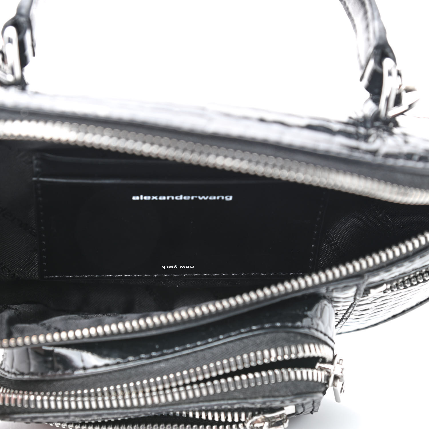 ALEXANDER WANG Crocodile Embossed Patent Mini Top Handle