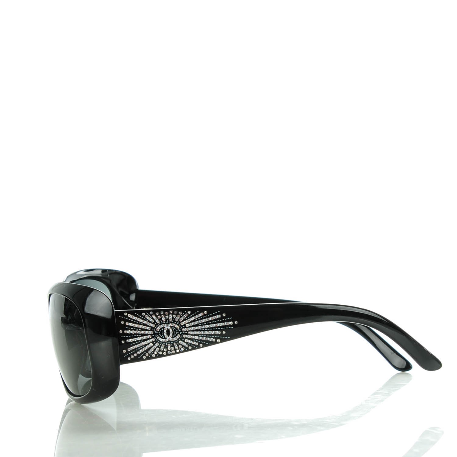 CHANEL Crystal CC Logo Sunglasses 6026-B Black 137099