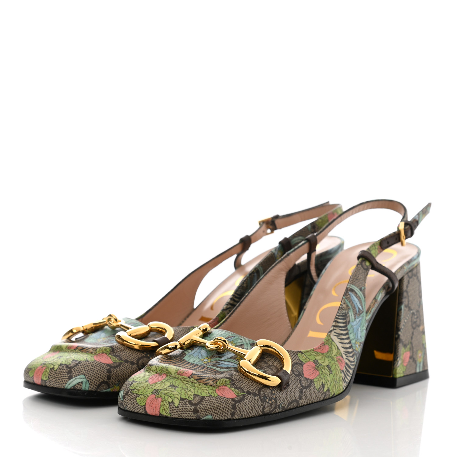 パンプス GUCCI GG SUPREME SLINGBACK PUMPS Gucci GG Supreme Canvas Kitten Heel Slingback Pump (Women