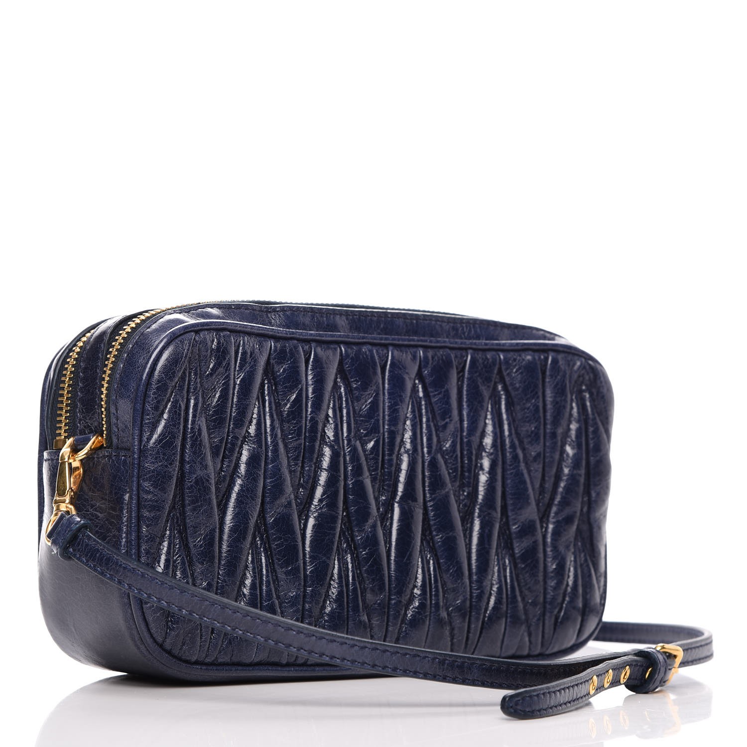 MIU MIU Vitello Lux Matelasse Double Zip Chain Shoulder Bag