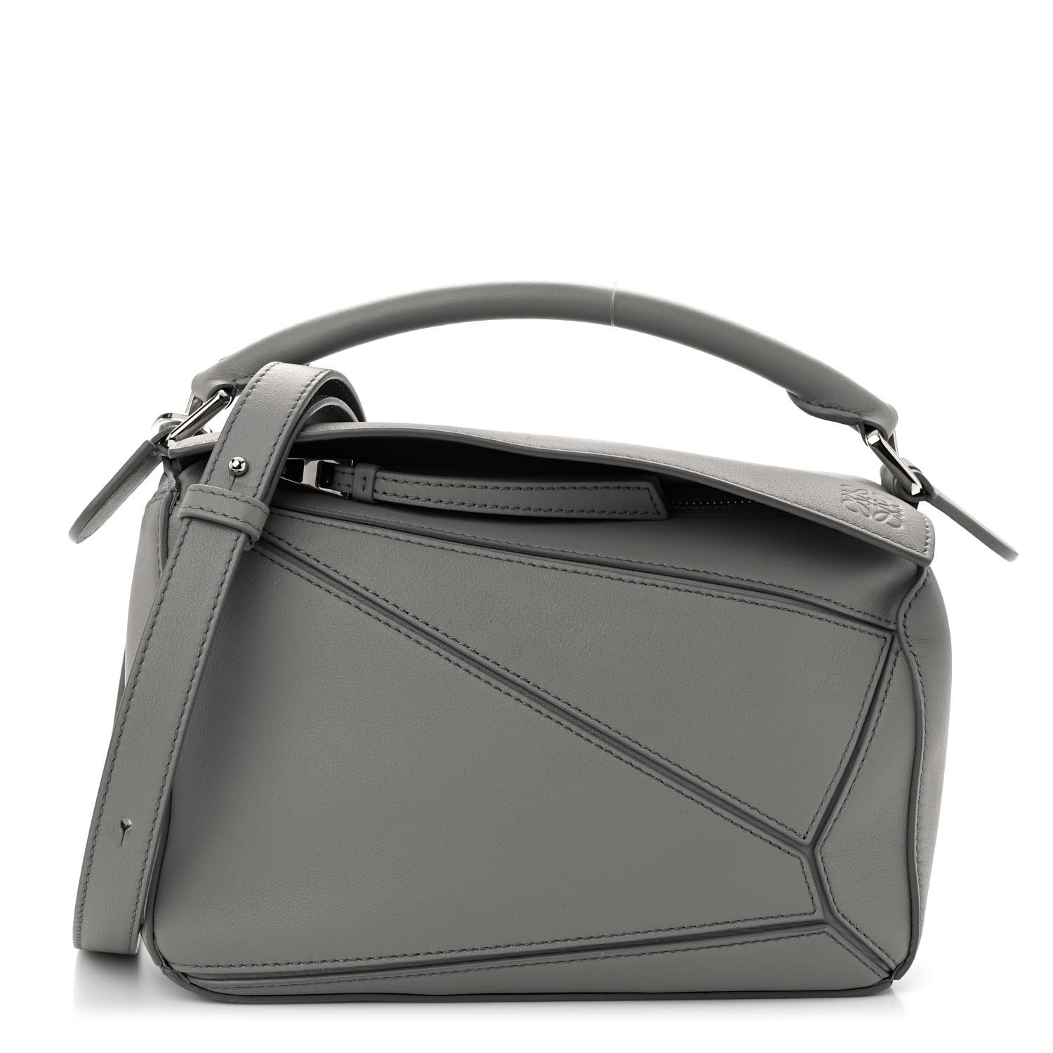 LOEWE Soft Grained Calfskin Small Puzzle Bag Pearl Grey