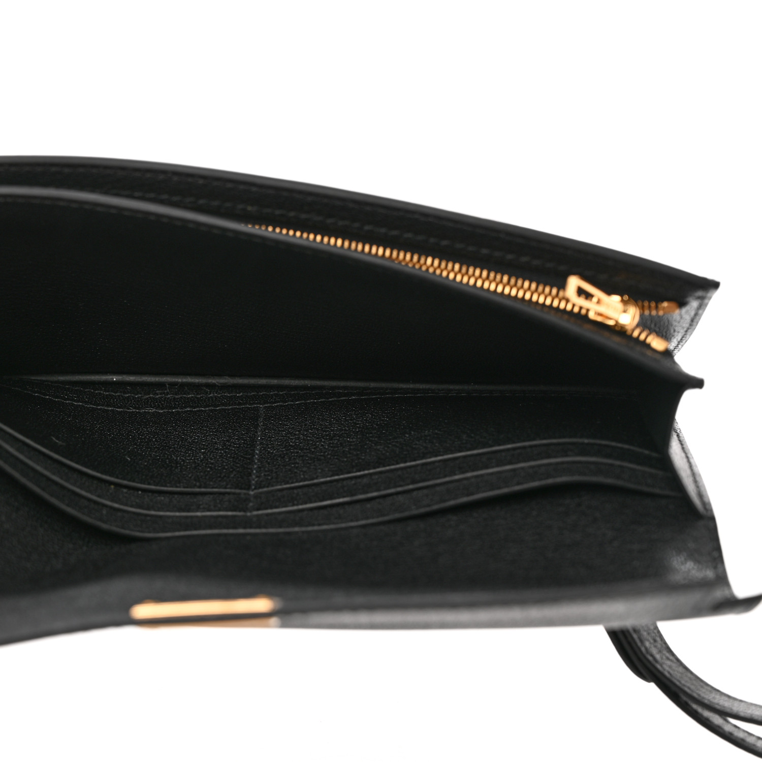 HERMES Chevre Chamkila Kelly Pocket Long Wallet Black