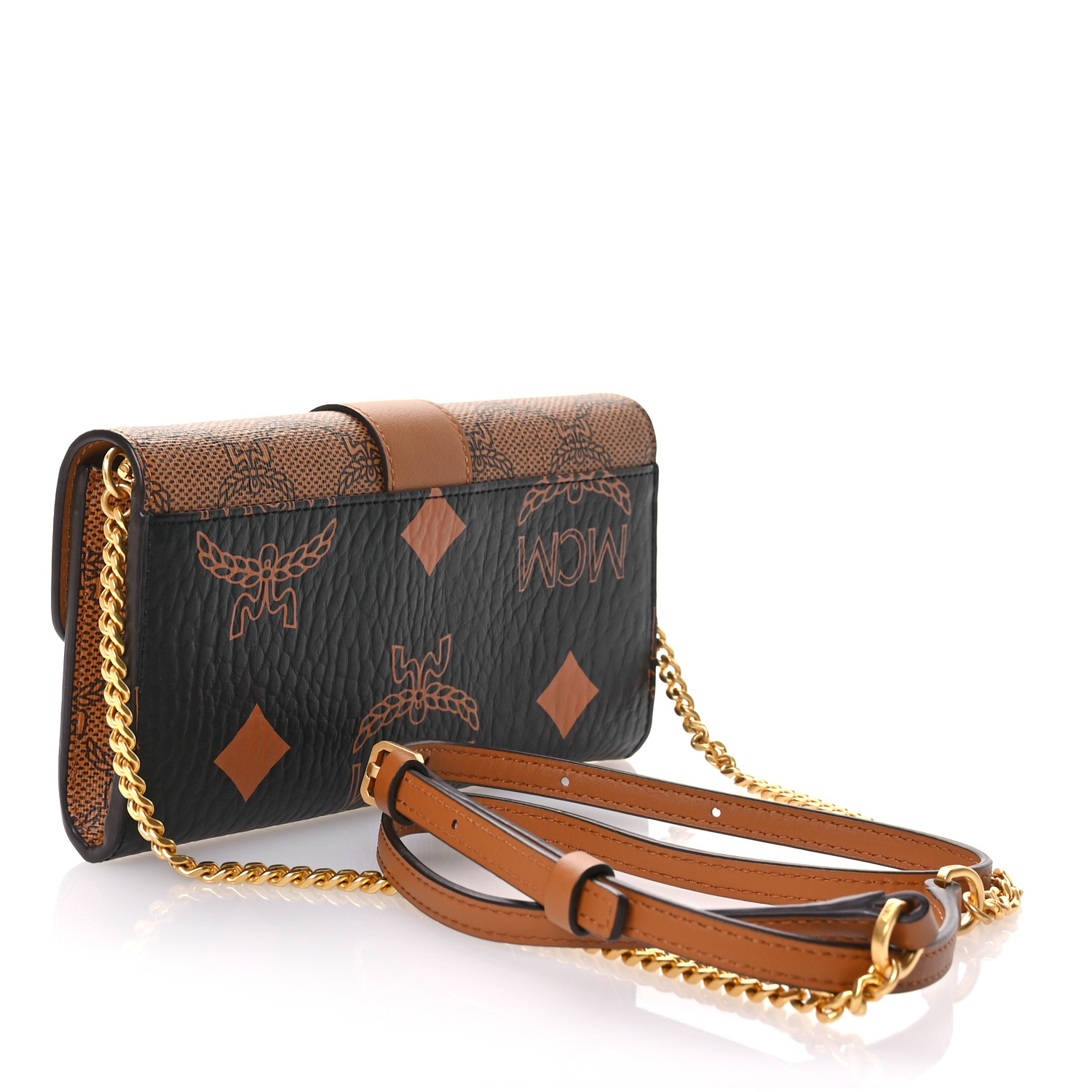 ◆mimi◆ MCM Calfskin Visetos Mini Card Case Ruby Red 1246618