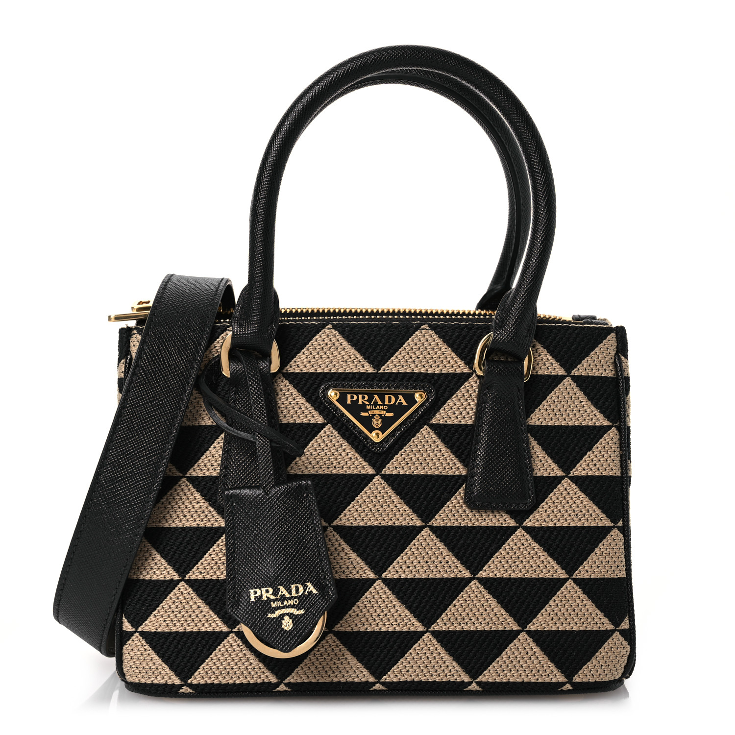 VIP.PRADA Symbole Mini Jacquard Tote Bag 関税送料込 PRADA Jacquard Saffiano Triangolo Symbole Embroidered Mini