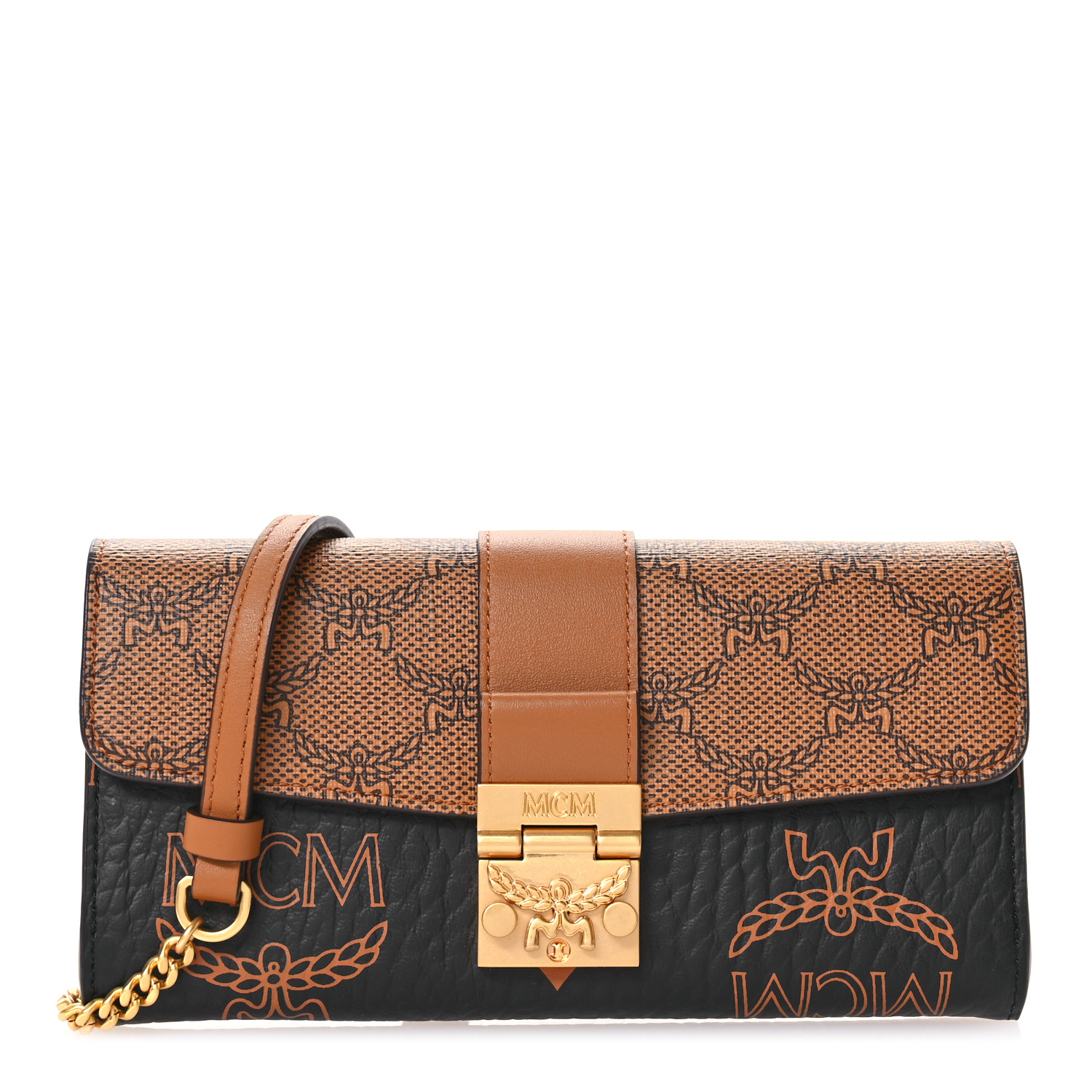 MCM Lauretos Visetos Monogram Mini Tracy Crossbody Bag Black