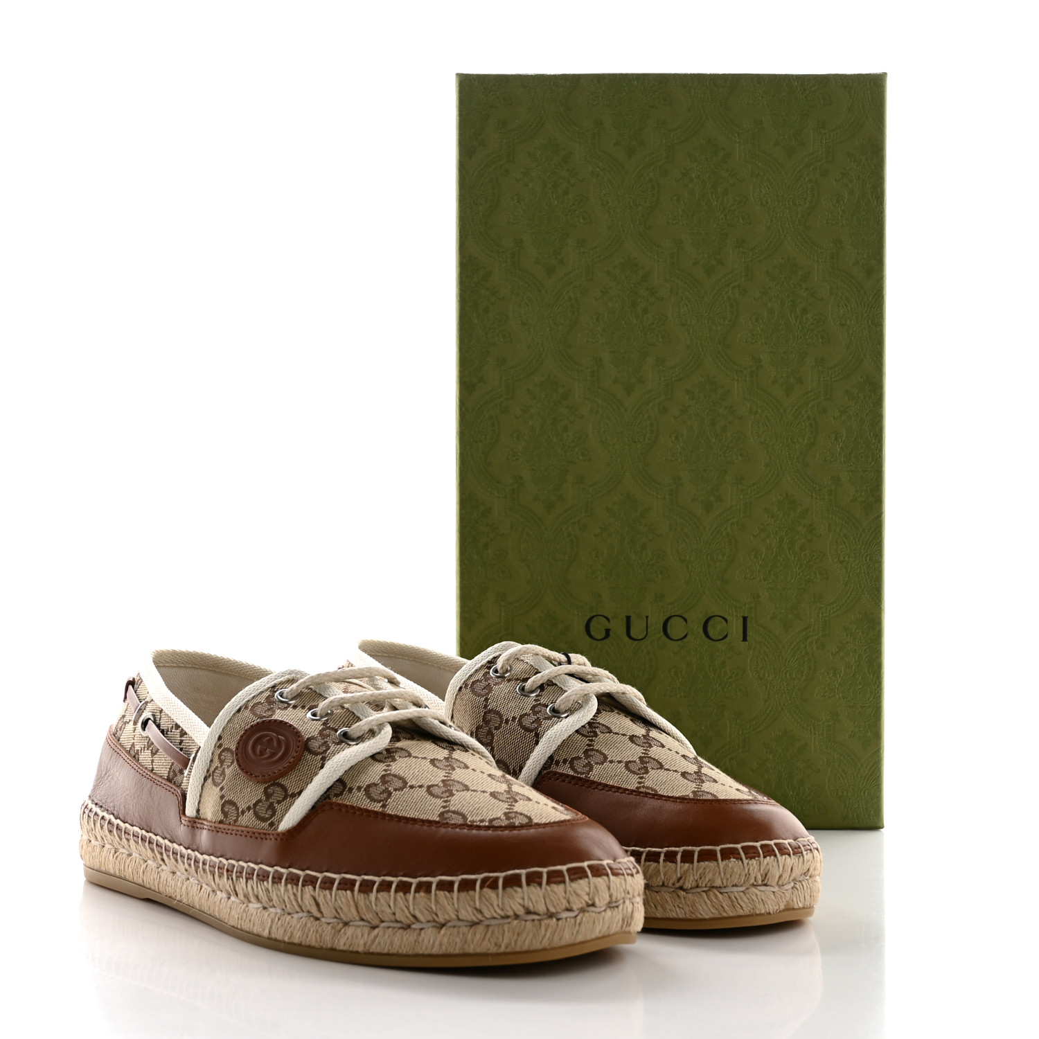 【GUCCI】Interlocking GEmbossedLogoMen'sSlippers BeigeEbony GUCCI GG Supreme Monogram Textured Dollar Calfskin Blondie