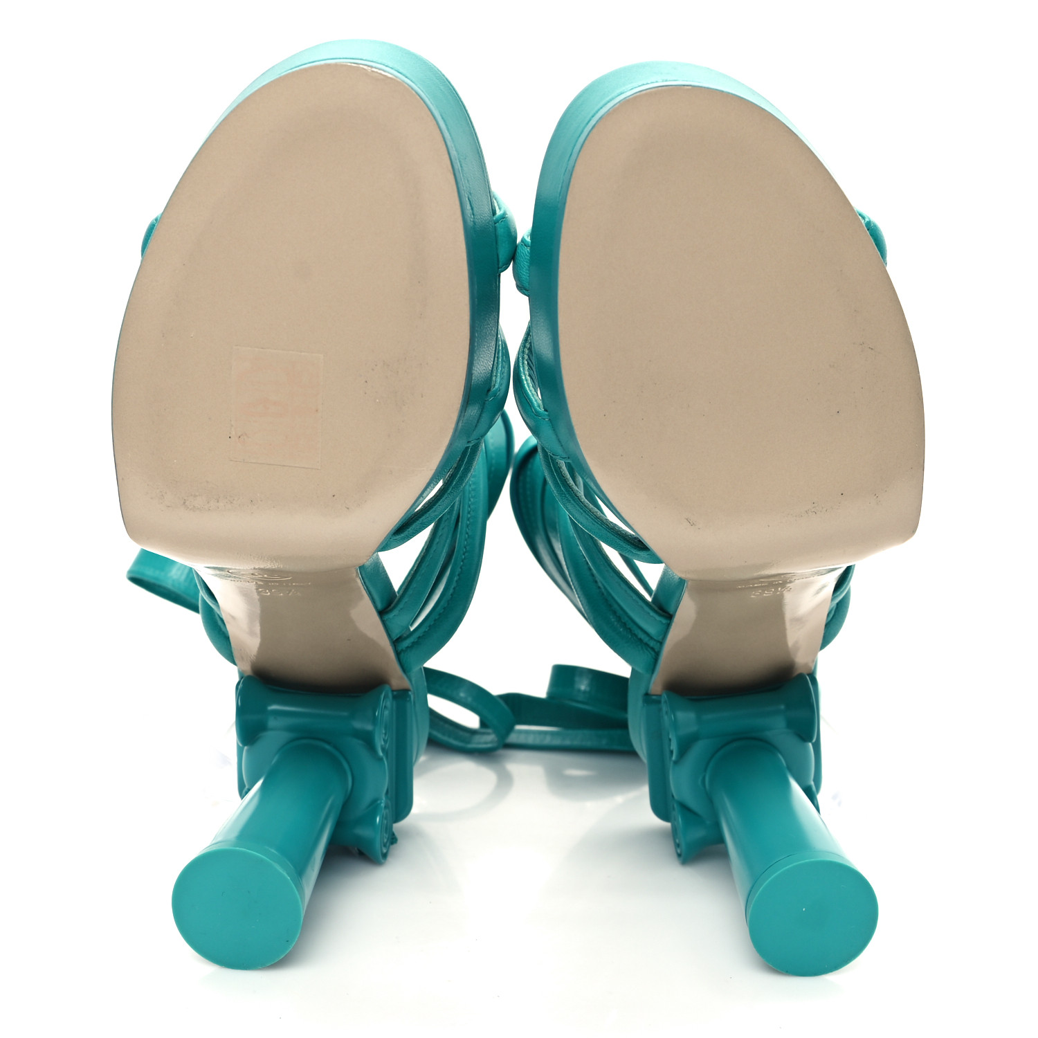 CHANEL Goatskin Parthenon Platform Sandals 39.5 Turquoise