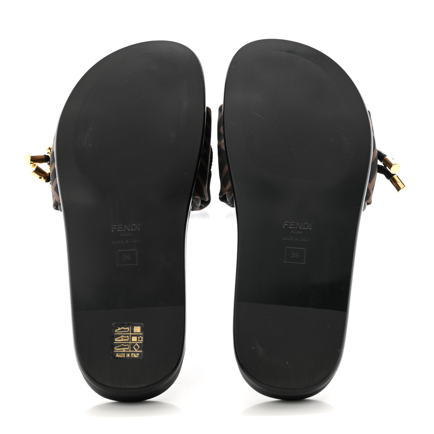 サンダル・ミュール FENDI FF SATIN FEEL SLIDE SANDAL Fendi Feel FF Satin Slide Sandals | Neiman Marcus