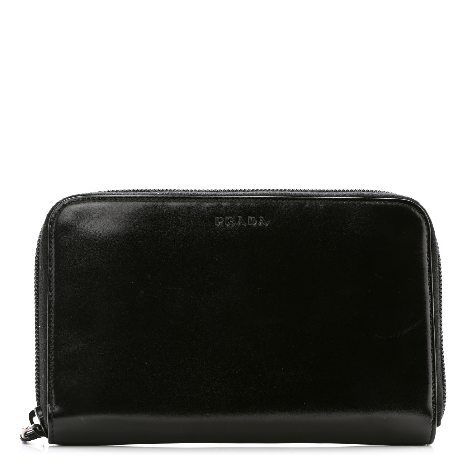 プラダ Prada Calf Leather Wallet PRADA Soft Calf Zip Around Wallet Black 1502470 | FASHIONPHILE