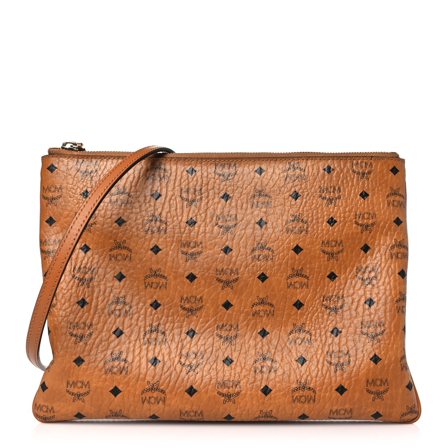 MCM Visetos Medium Crossbody Pouch Cognac 1501307 FASHIONPHILE