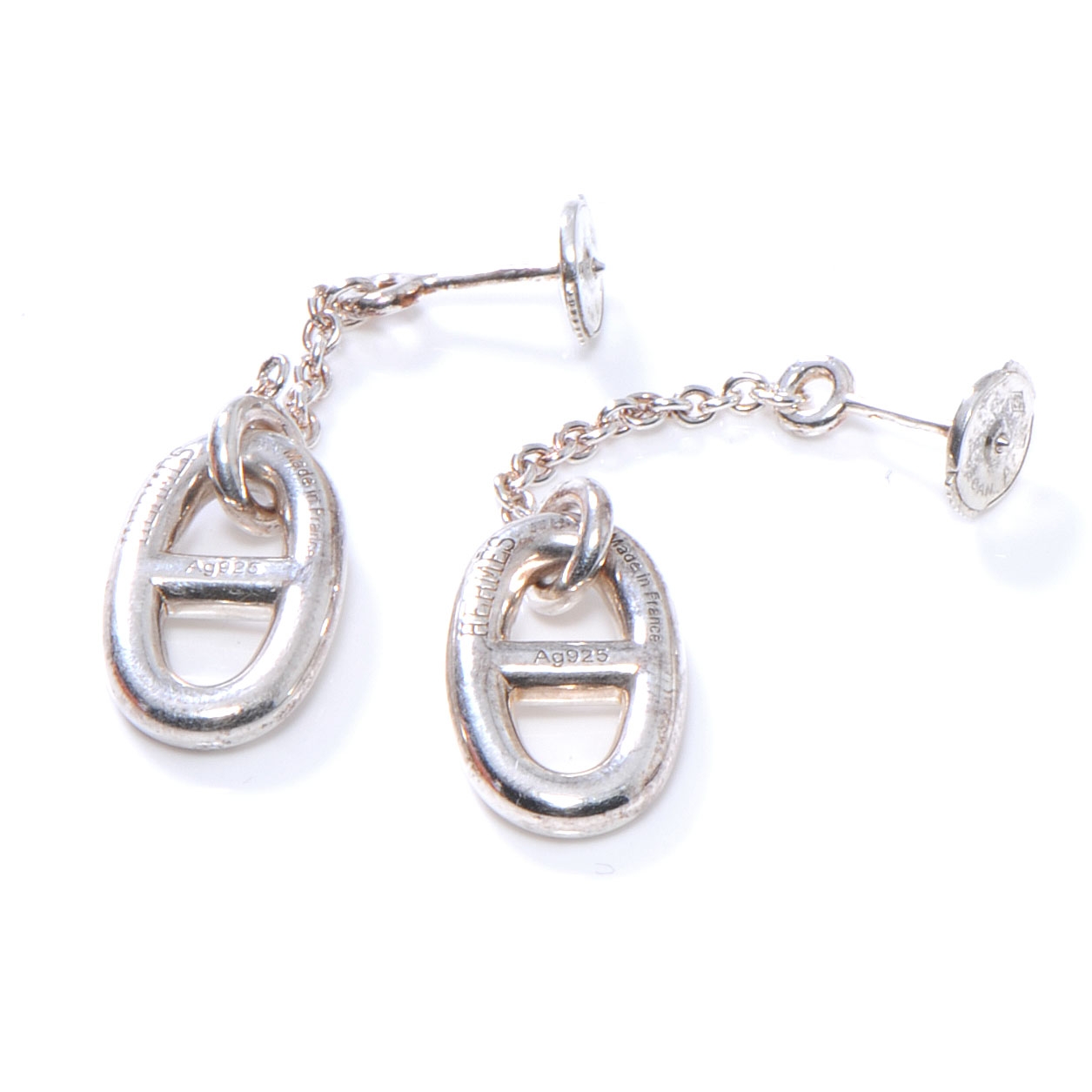 HERMES Sterling Silver Farandole Drop Earrings 49649