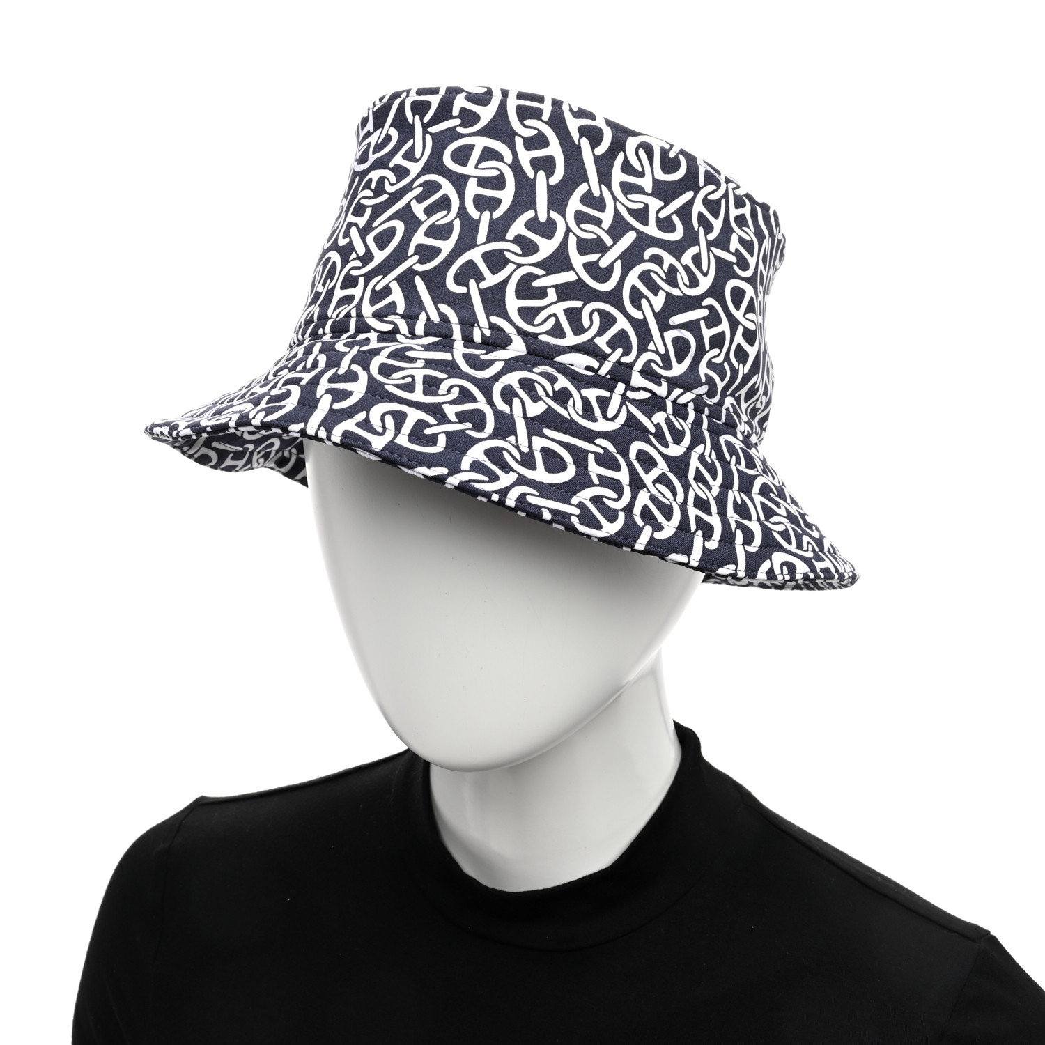 HERMES Jersey Naoussa Harper Bucket Hat 58 Bleu Noir 1550665