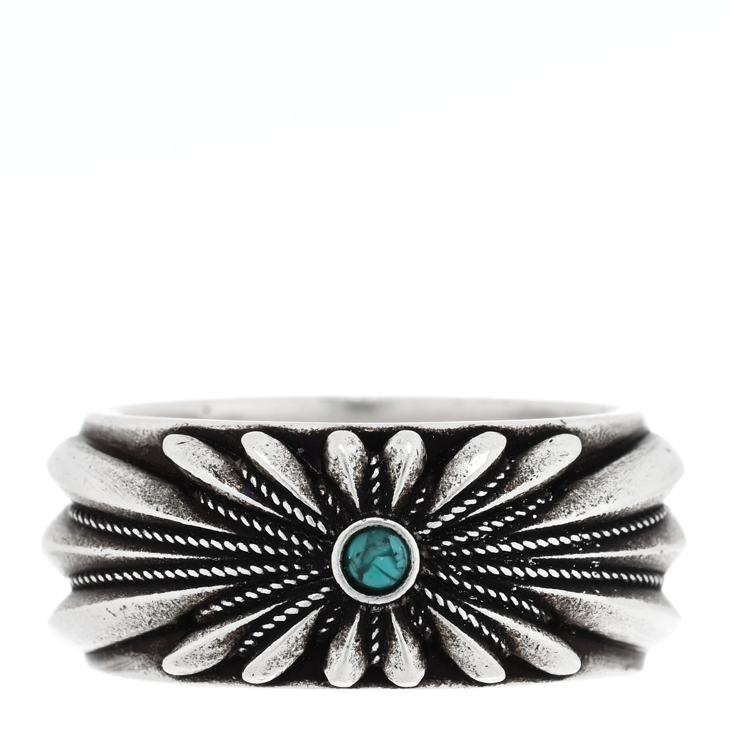 GUCCI Sterling Silver Resin Interlocking GG Flower Ring 56
