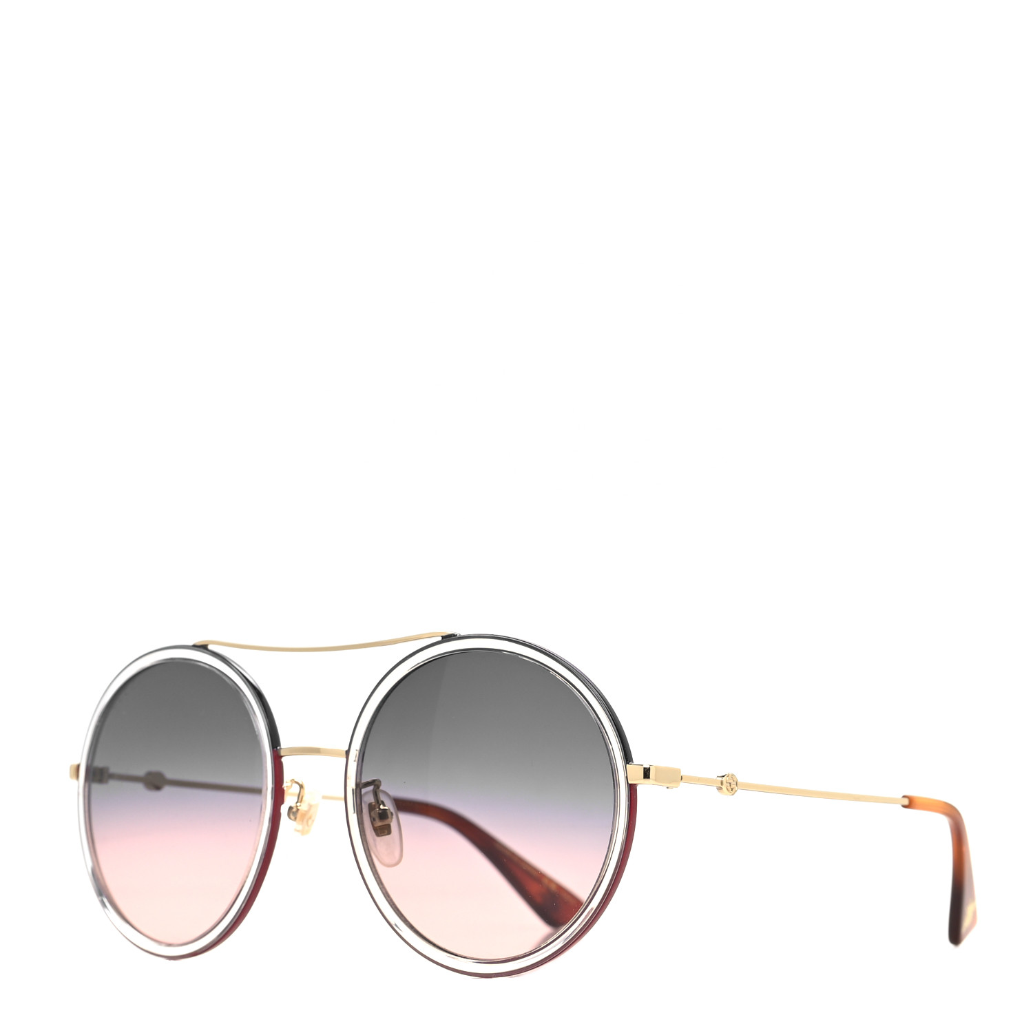 GUCCI Round Frame Sunglasses GG0061S Gold Blue 1290396