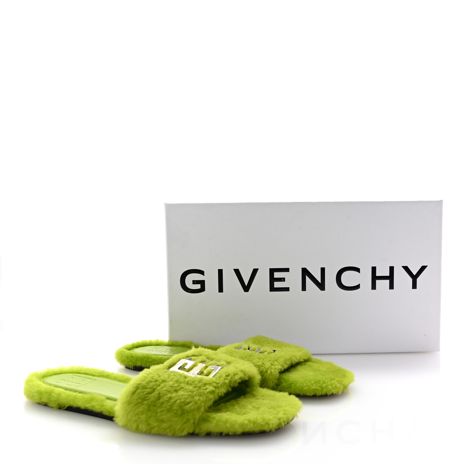 GIVENCHY Wool 4G Logo Mule Slide Sandals 40 Citrus Green