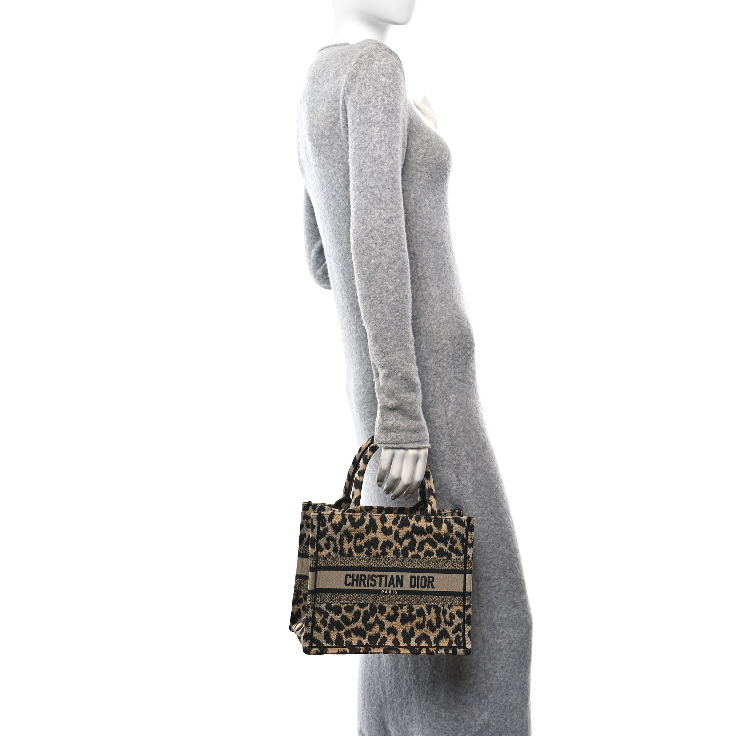 CHRISTIAN DIOR Canvas Mizza Embroidered Small Leopard Book