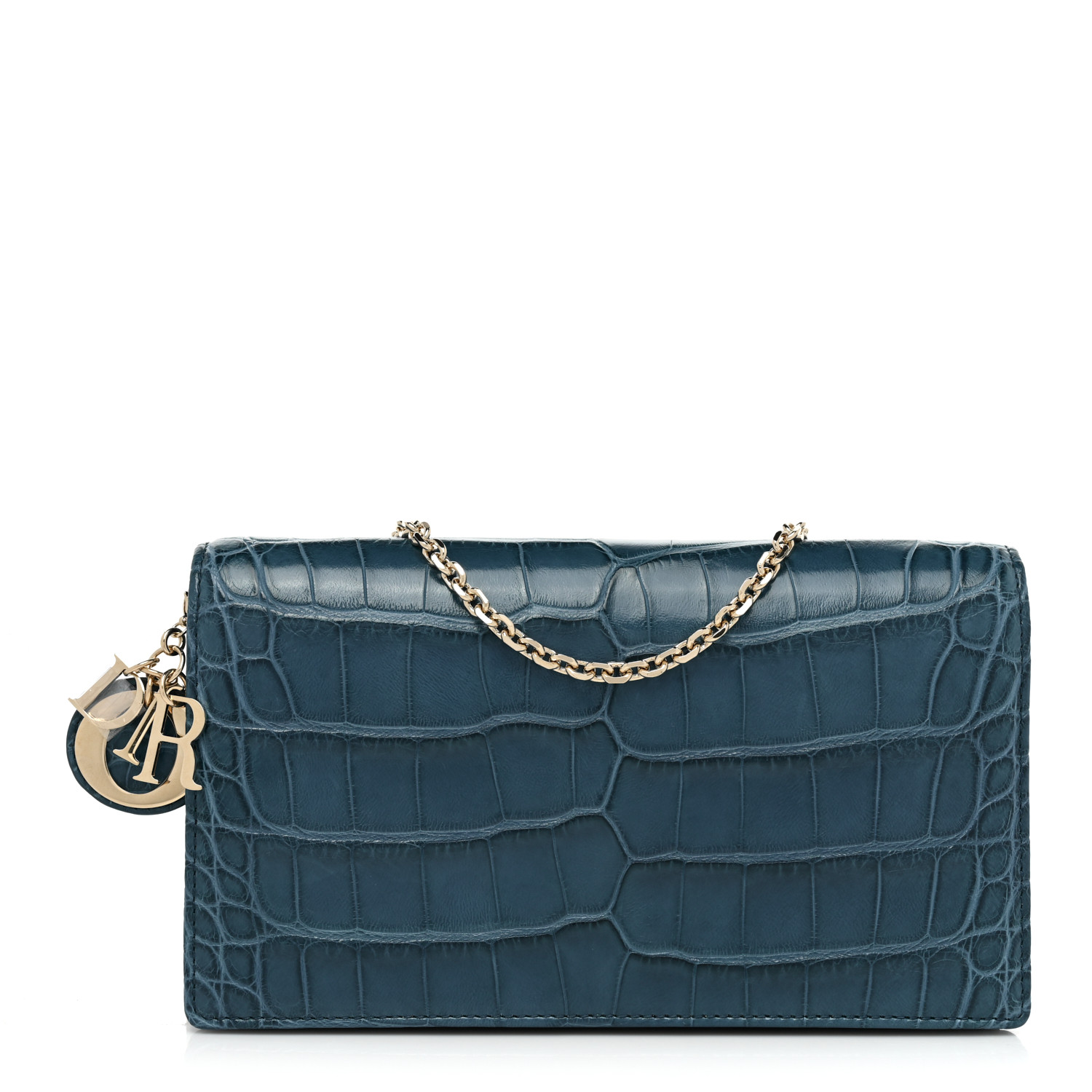 CHRISTIAN DIOR Alligator Lady Dior Pouch Blue 1216035