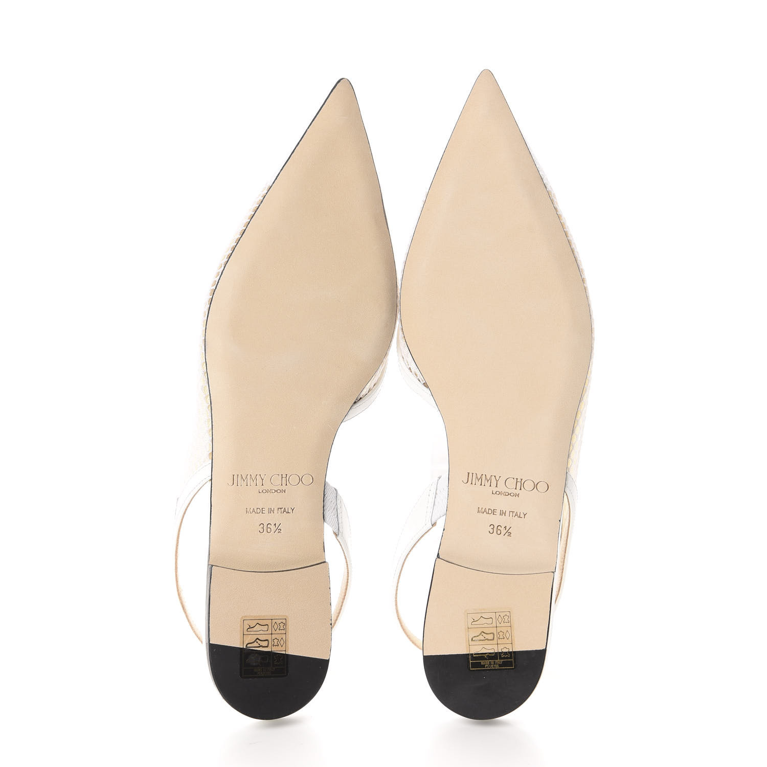 JIMMY CHOO Patent Mesh Calfskin Fetto Flats 36.5 Latte