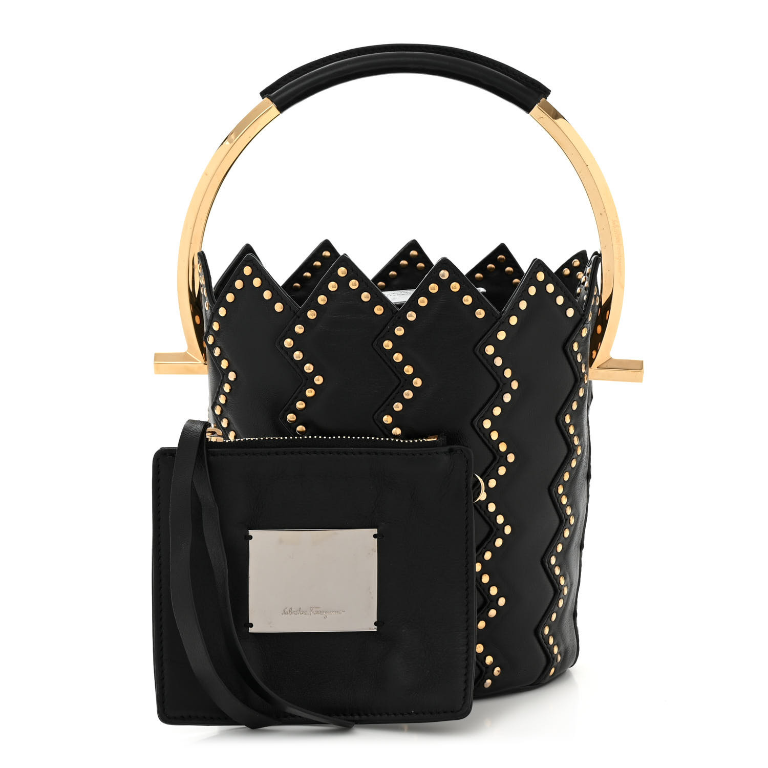 Sahara　Salvatore Ferragamo bag SALVATORE FERRAGAMO X SARA BATTAGLIA Calfskin Studded Zig