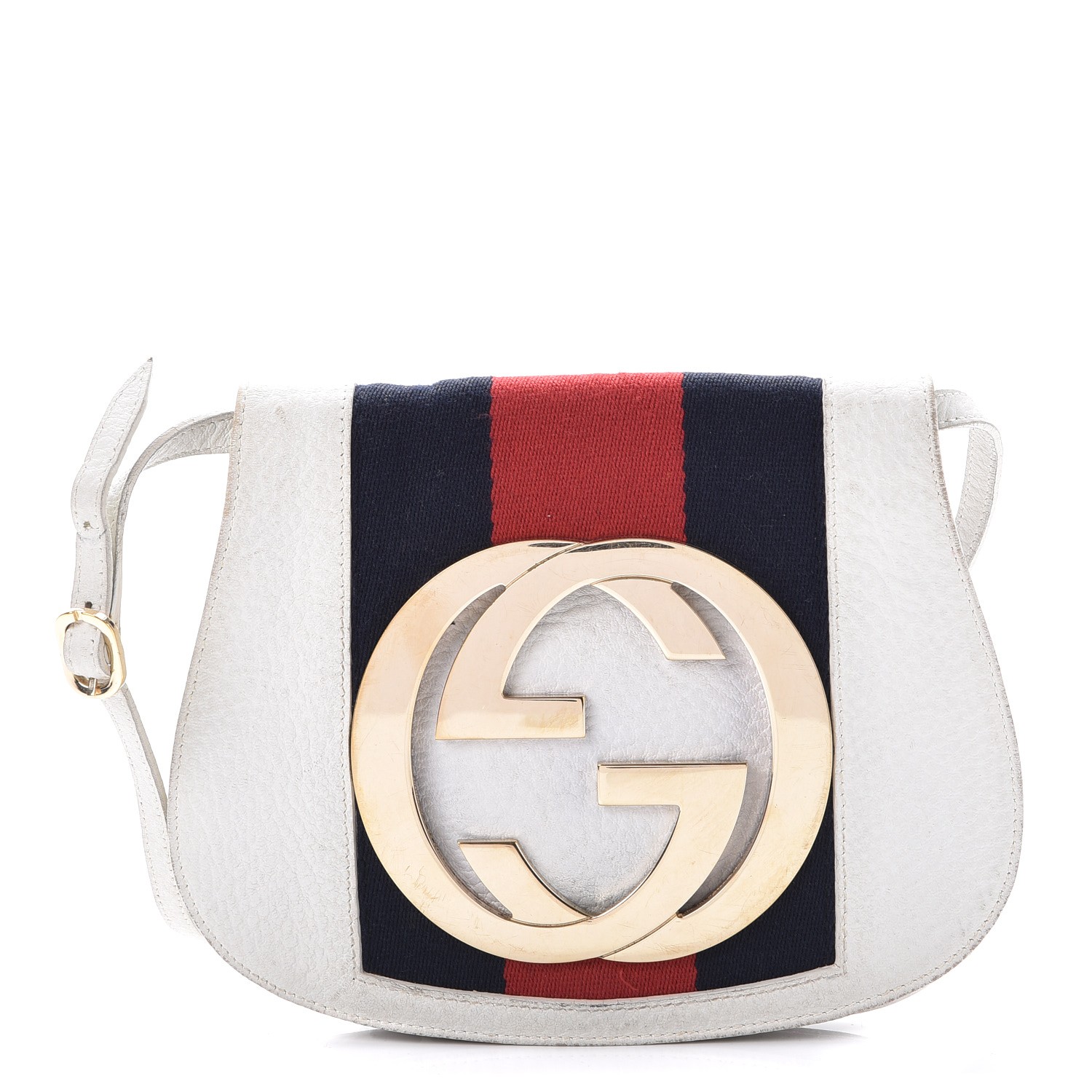 GUCCI Calfskin Web Small Blondie Shoulder Bag White 253301