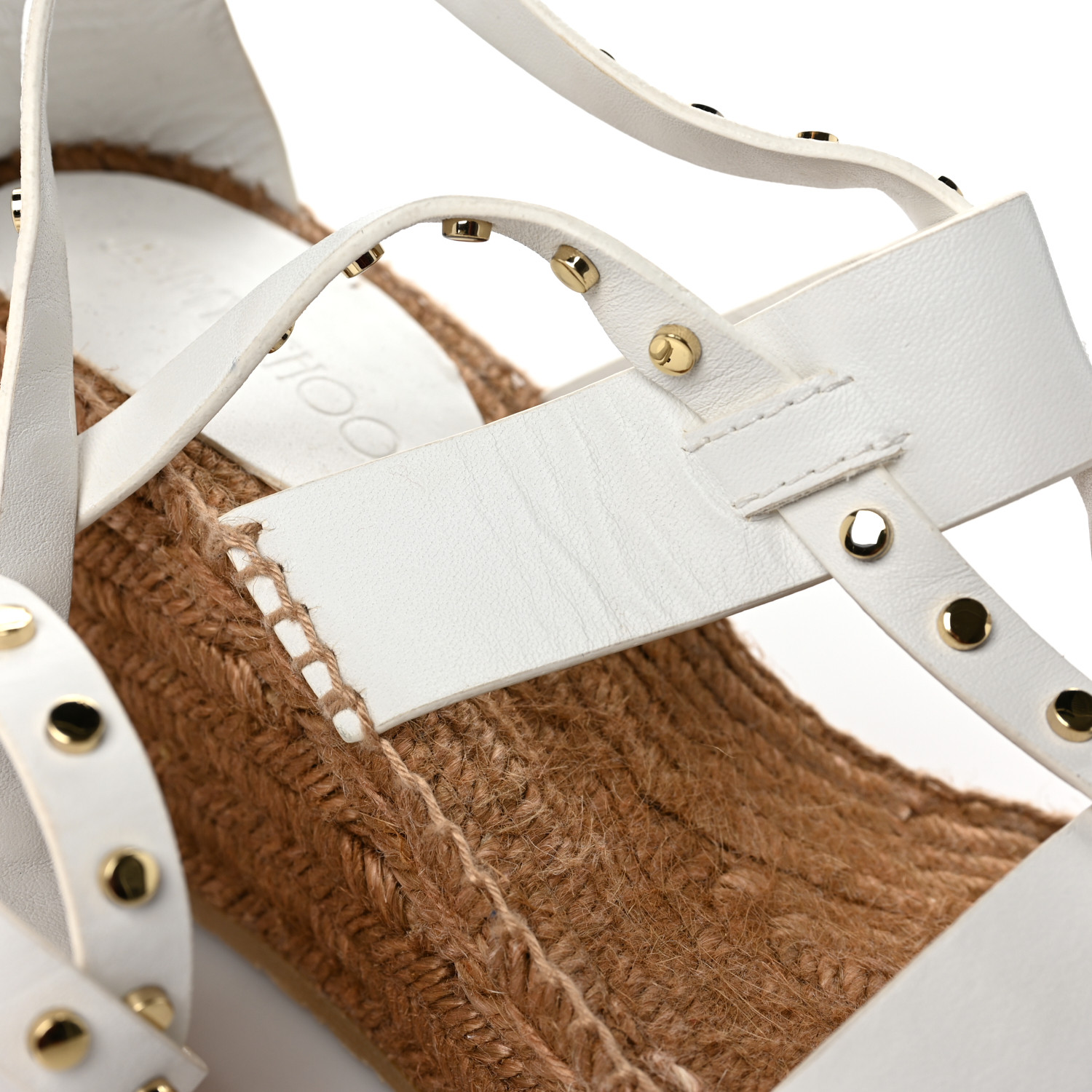 JIMMY CHOO Calfskin Studded Danica 80 Espadrille Wedge