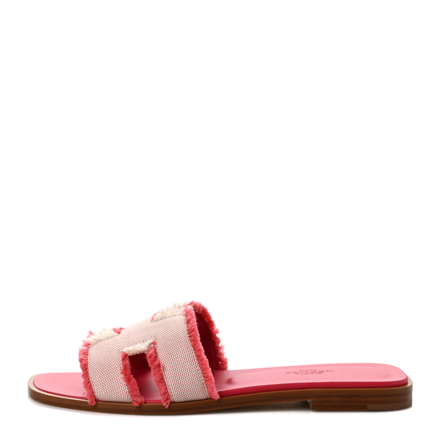 HERMES Toile H Oran Fringe Sandals 36 Framboise 1118780