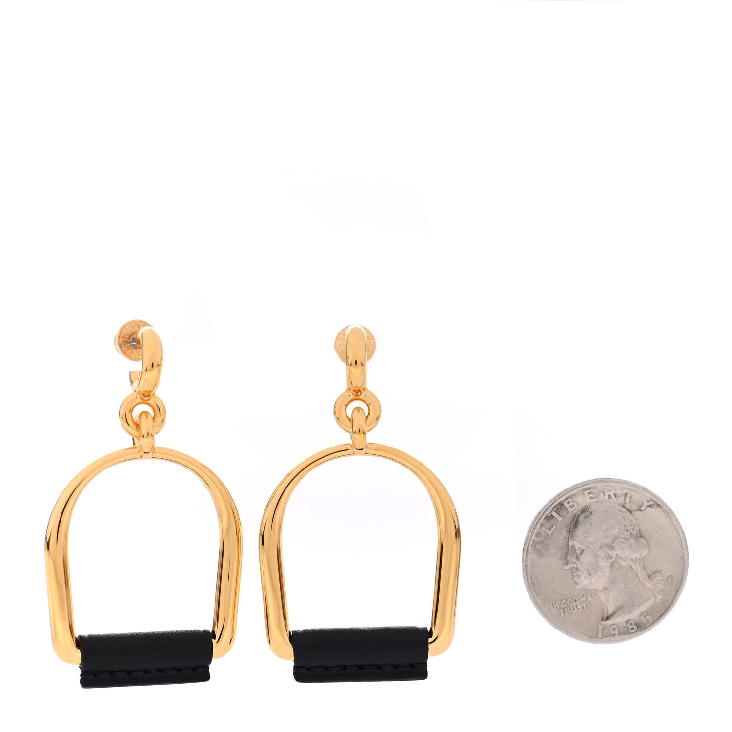 HERMES Swift Heritage Equestre Etrier Earrings Black 949464