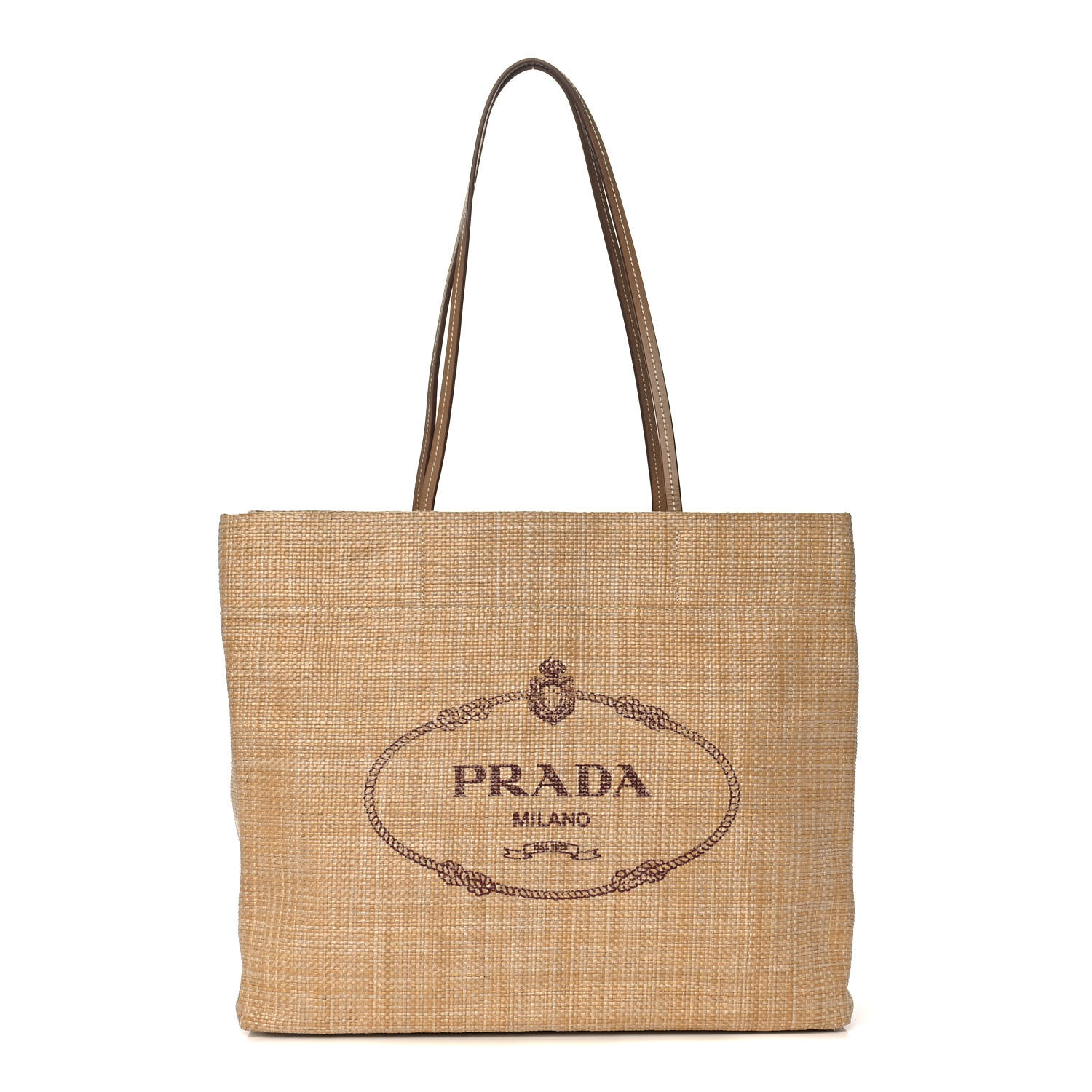 トートバッグ Prada Logo Embroidered Raffia Shopping Bag 0400019404700_BLACK?wid=600&