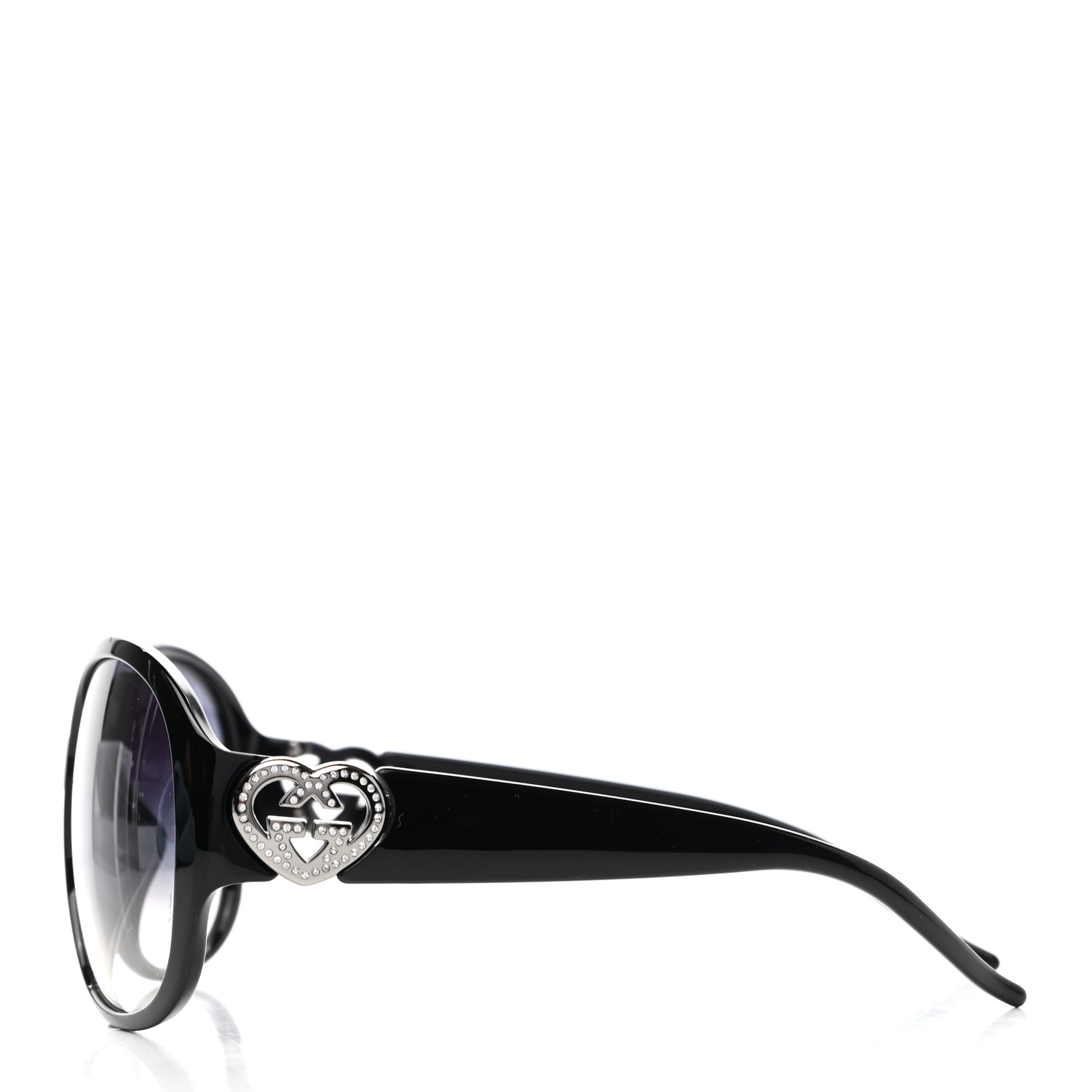 GUCCI Round Frame Heart Sunglasses GG3530 Black 948827