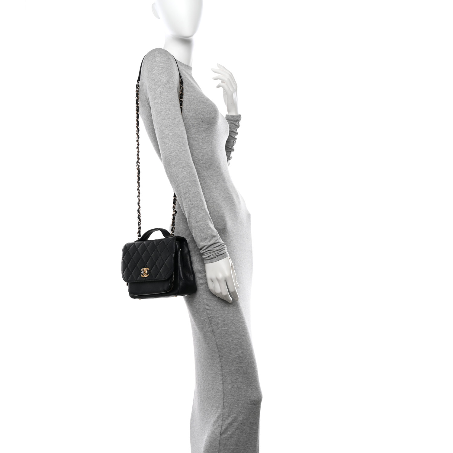 CHANEL Caviar Quilted Medium Business Affinity Flap Black