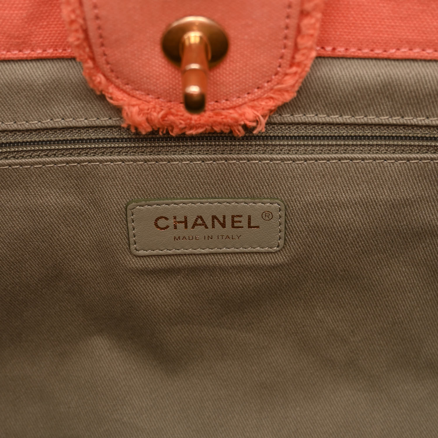 CHANEL（okima） CHANEL Canvas Chevron Cuba Patchwork Bucket Bag Khaki