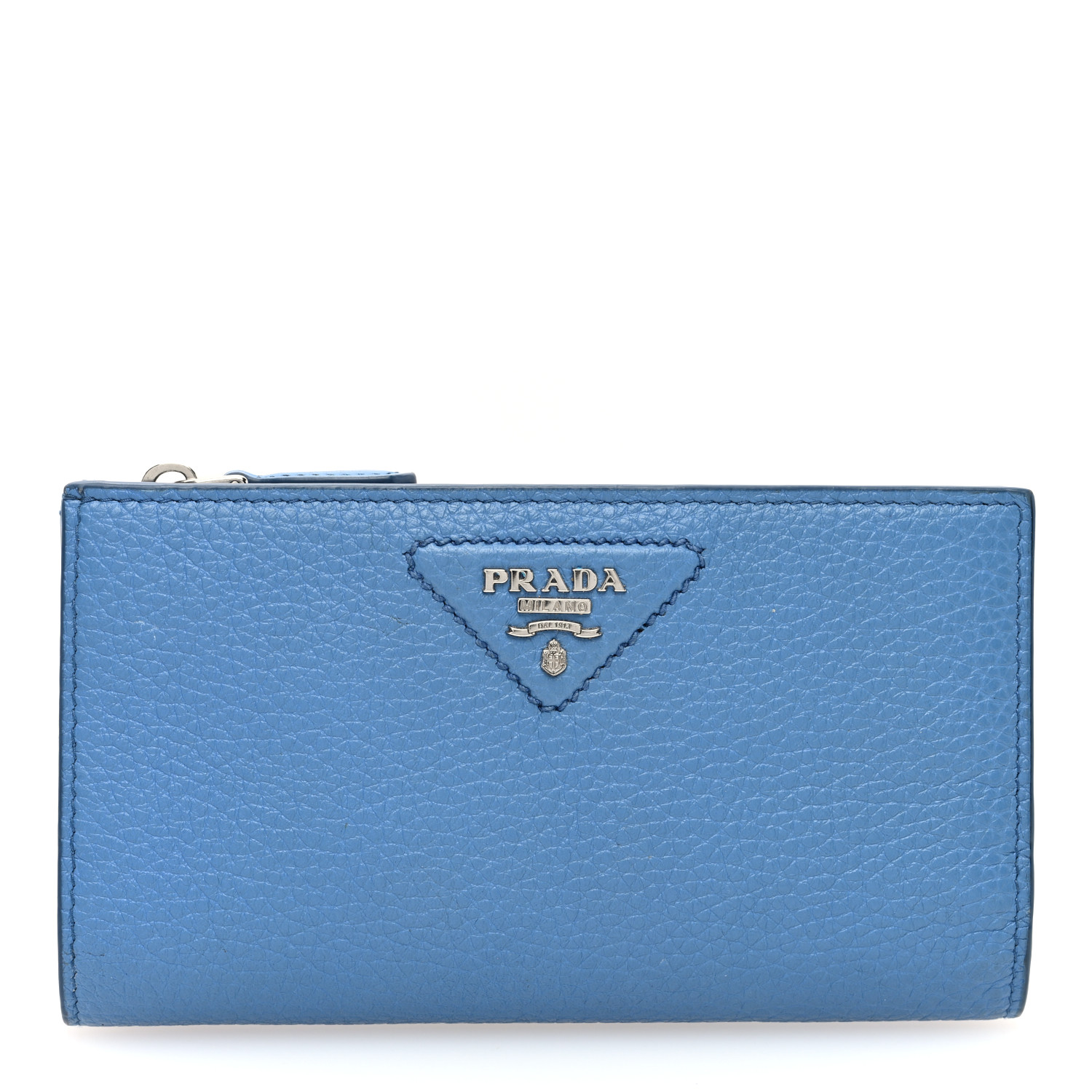 【関税負担】 PRADA Continental wallet PRADA Vitello Daino Triangle Continental Zip Wallet Blue