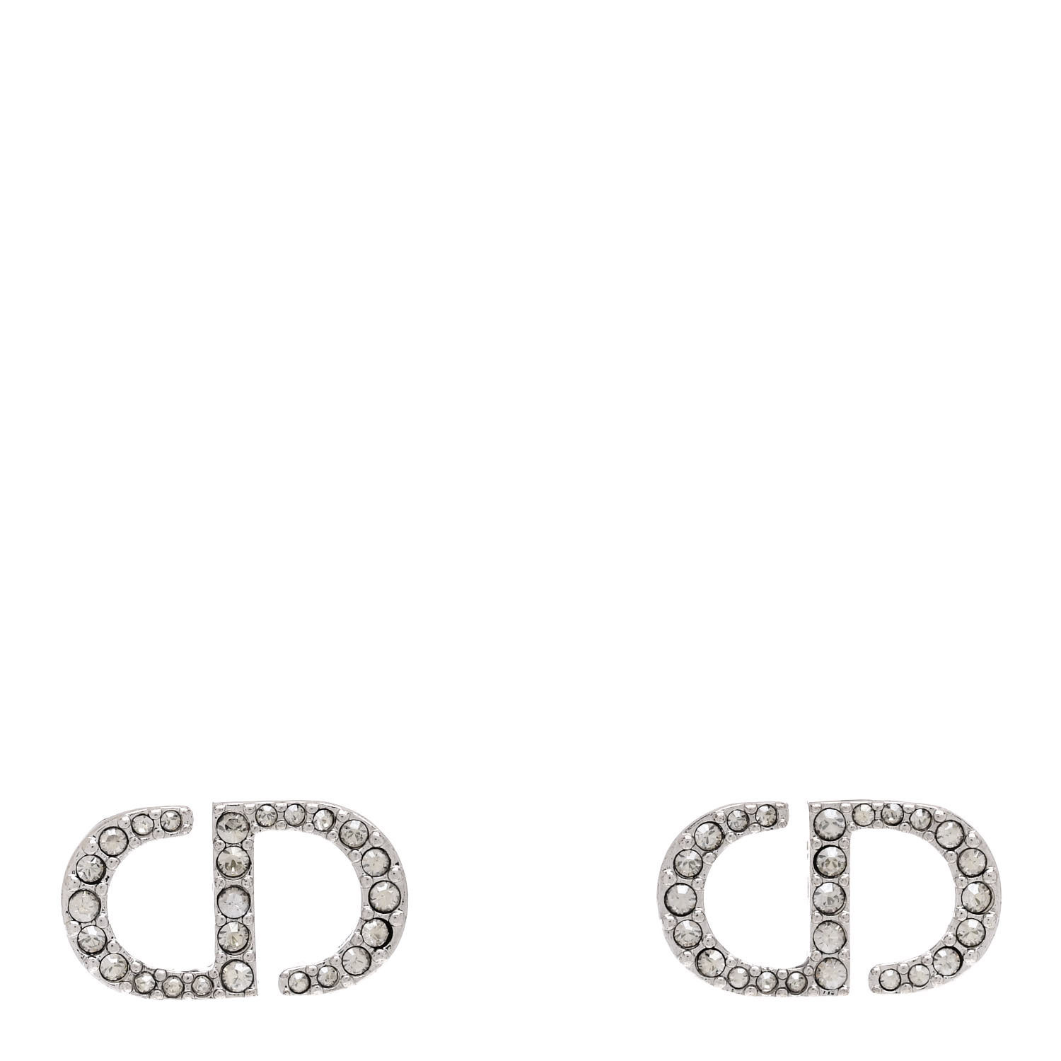 CHRISTIAN DIOR Crystal Petit CD Stud Earrings Silver 1643967